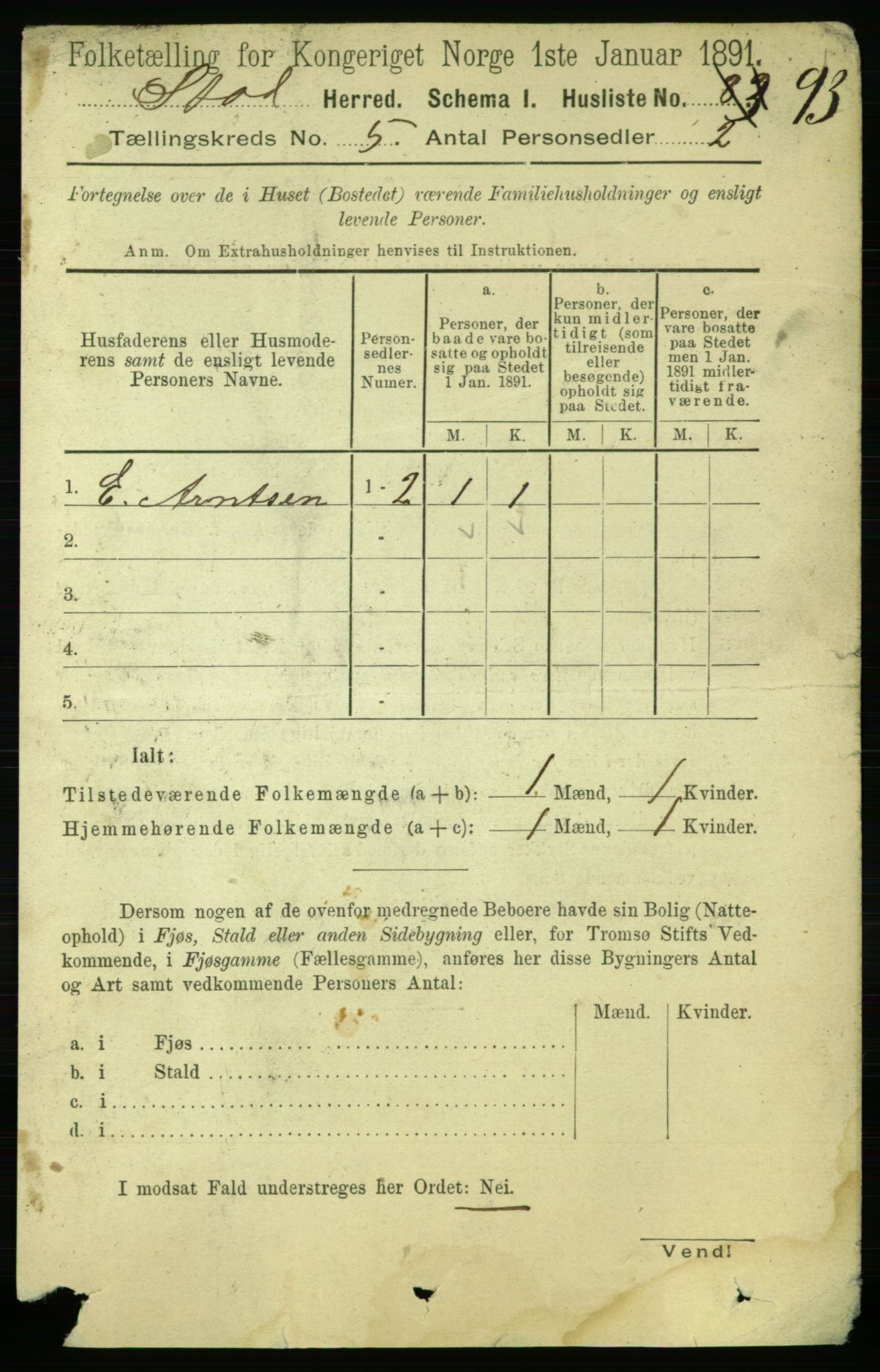 RA, Folketelling 1891 for 1734 Stod herred, 1891, s. 2375