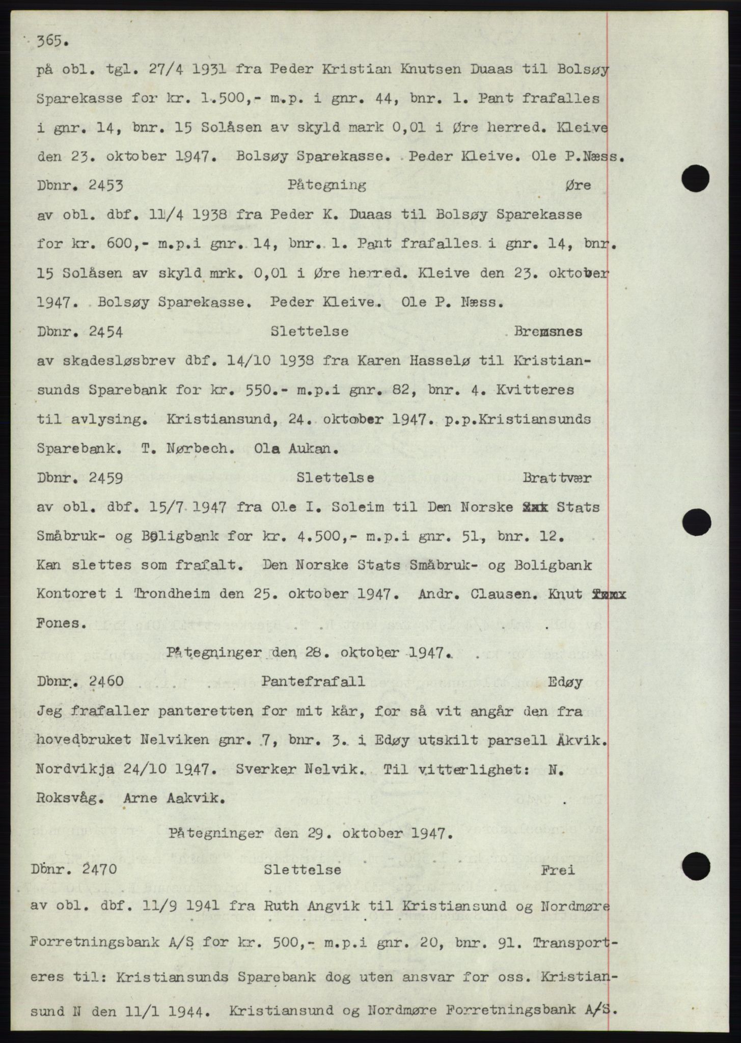 Nordmøre sorenskriveri, SAT/A-4132/1/2/2Ca: Pantebok nr. C82b, 1946-1951, Dagboknr: 2453/1947