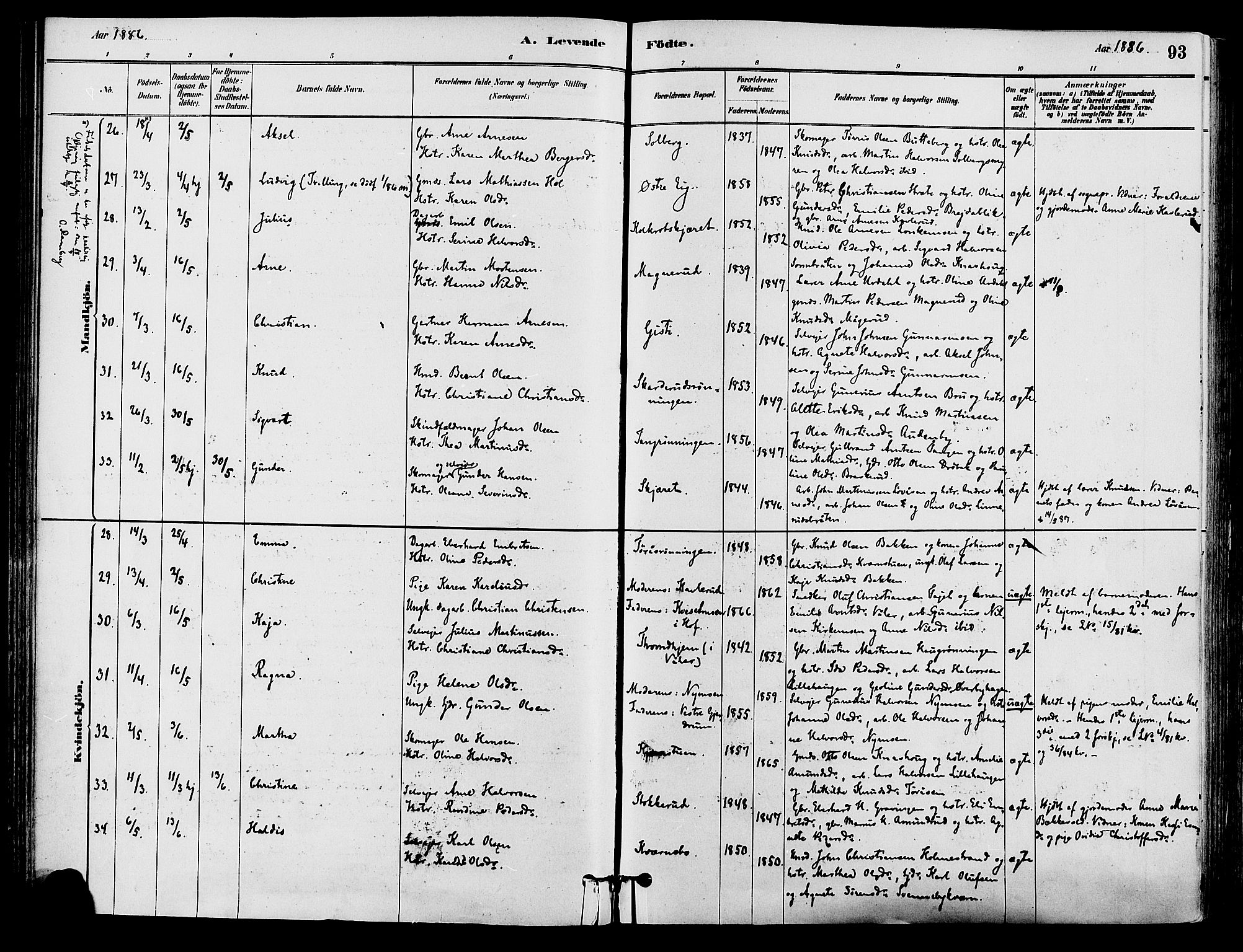 Våler prestekontor, Hedmark, AV/SAH-PREST-040/H/Ha/Haa/L0002: Ministerialbok nr. 3, 1879-1911, s. 93