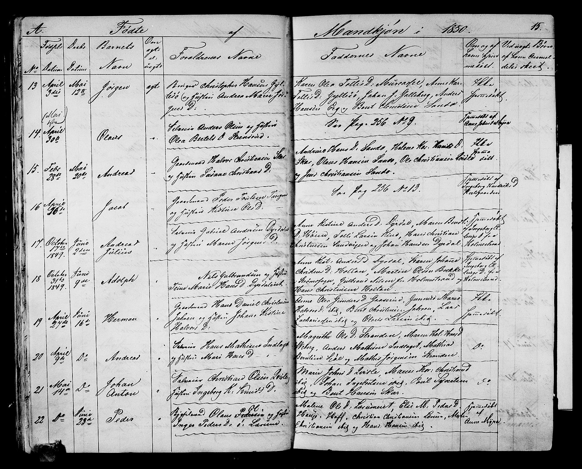 Sande Kirkebøker, AV/SAKO-A-53/G/Ga/L0002: Klokkerbok nr. 2, 1847-1863, s. 15
