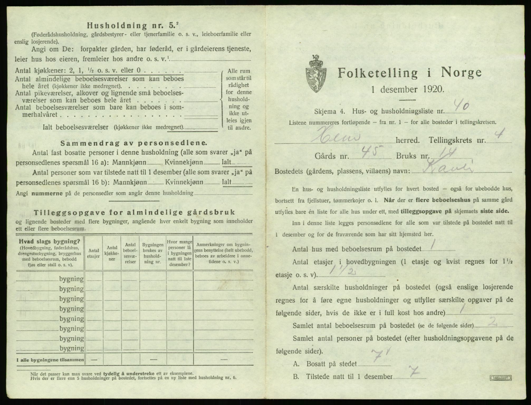 SAT, Folketelling 1920 for 1540 Hen herred, 1920, s. 372