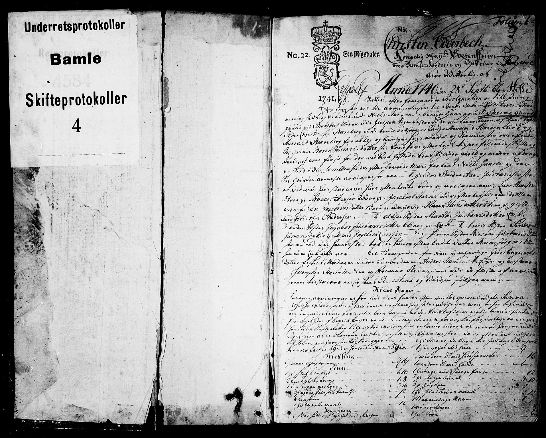 Bamble sorenskriveri, AV/SAKO-A-214/H/Hb/Hba/Hbaa/L0004: Skifteprotokoll, 1741-1760, s. 0b-1a