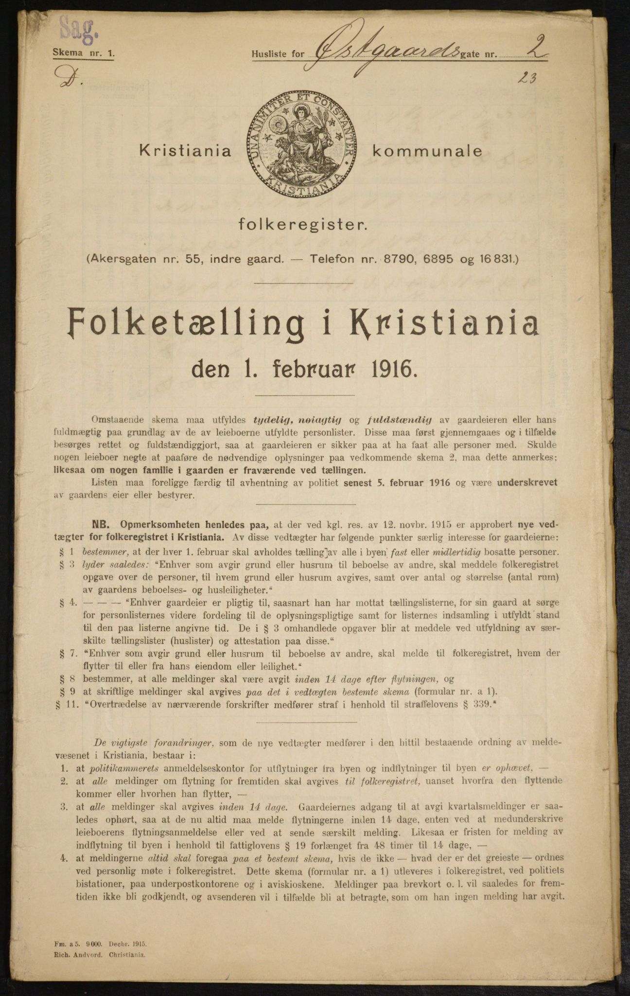 OBA, Kommunal folketelling 1.2.1916 for Kristiania, 1916, s. 132770