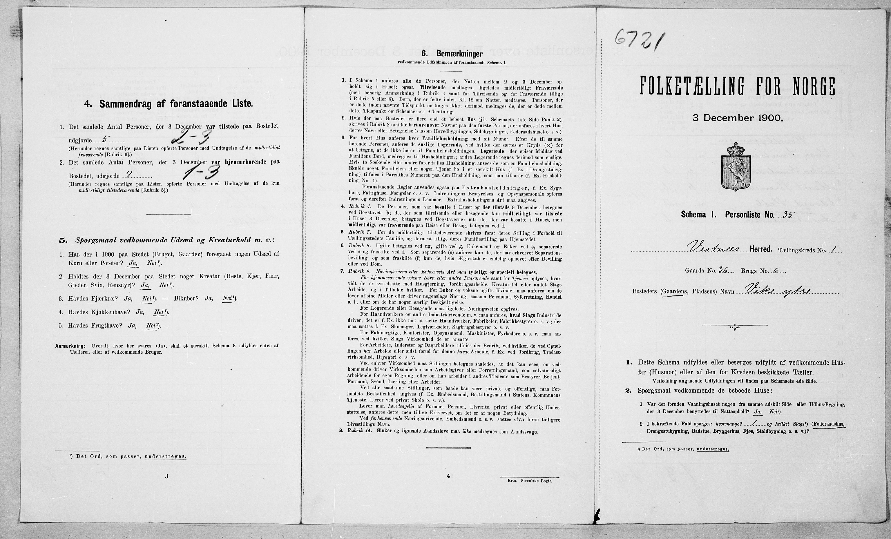 SAT, Folketelling 1900 for 1535 Vestnes herred, 1900, s. 126