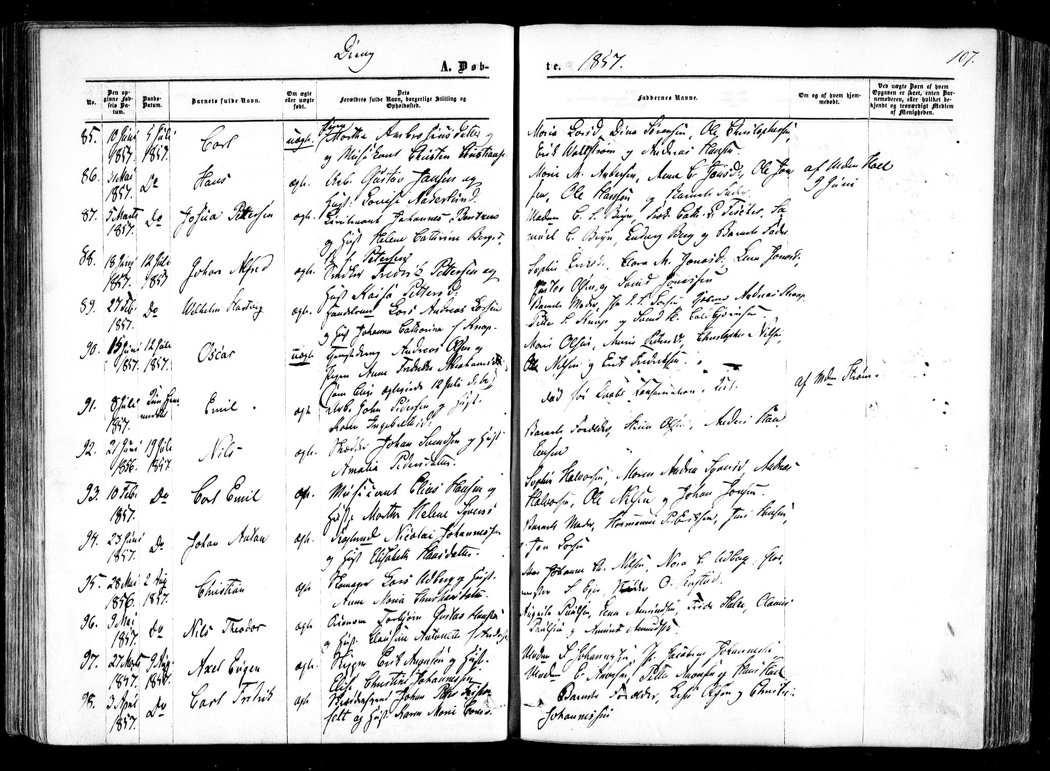 Halden prestekontor Kirkebøker, AV/SAO-A-10909/F/Fa/L0007: Ministerialbok nr. I 7, 1857-1865, s. 107