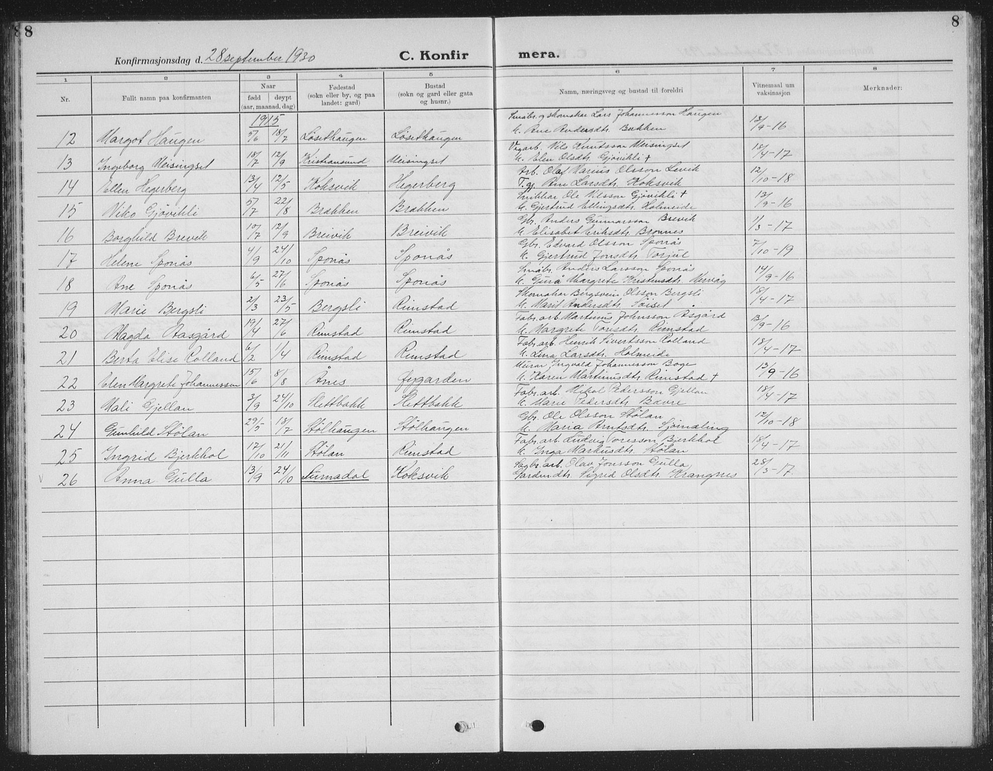 Ministerialprotokoller, klokkerbøker og fødselsregistre - Møre og Romsdal, SAT/A-1454/586/L0995: Klokkerbok nr. 586C06, 1928-1943, s. 8