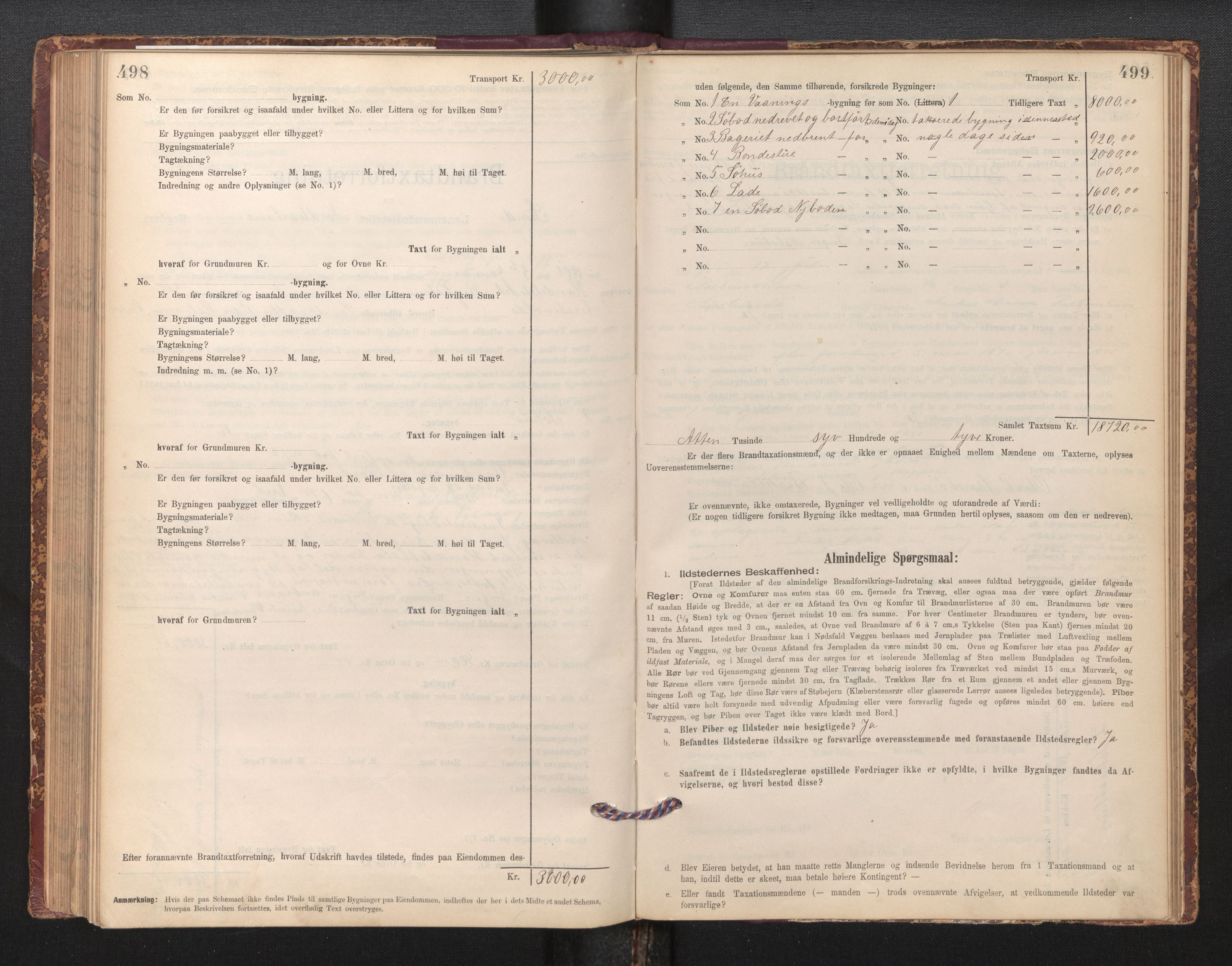 Lensmannen i Sund og Austevoll, AV/SAB-A-35201/0012/L0003: Branntakstprotokoll, skjematakst, 1894-1917, s. 498-499