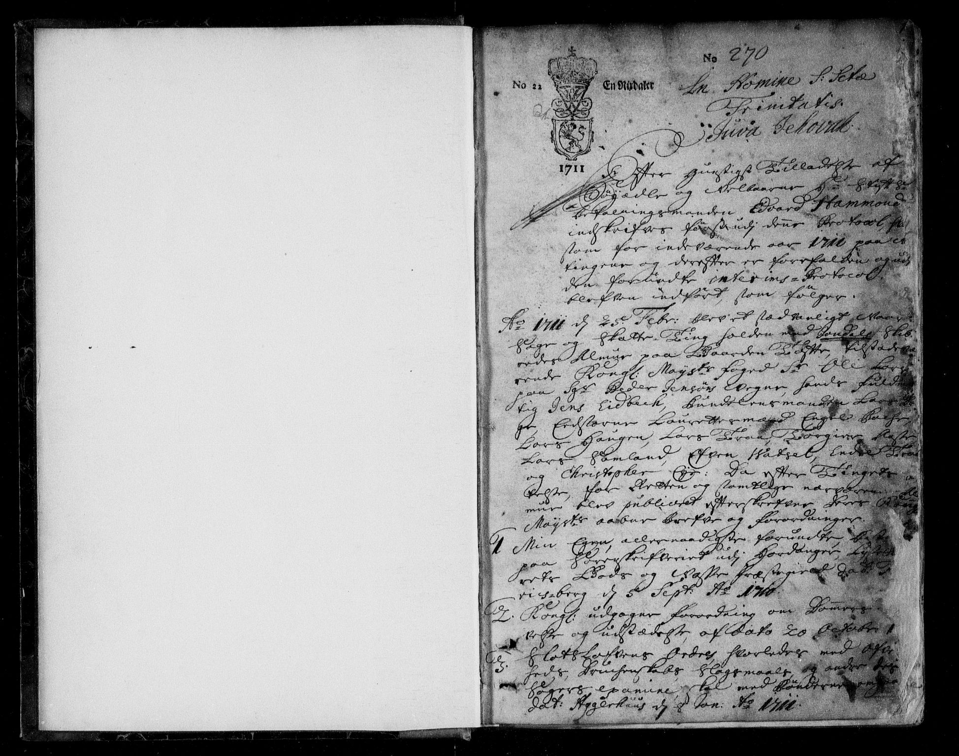 Hardanger og Voss sorenskriveri, SAB/A-2501/1/1A/1Ad/L0007: Tingbok for Hardanger, Voss og Lysekloster, 1711-1713, s. 0b-1a