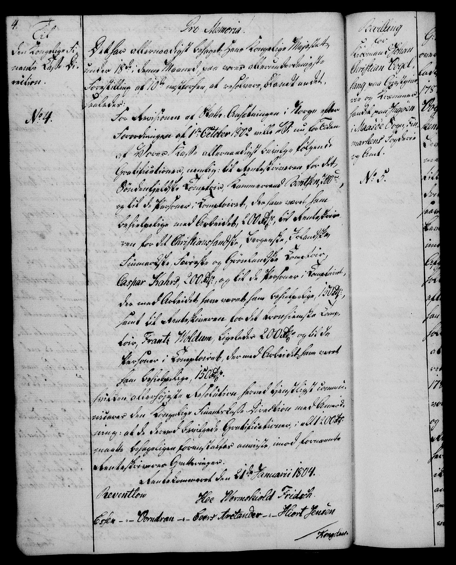 Rentekammeret, Kammerkanselliet, RA/EA-3111/G/Gg/Gga/L0018: Norsk ekspedisjonsprotokoll med register (merket RK 53.18), 1804-1806, s. 4