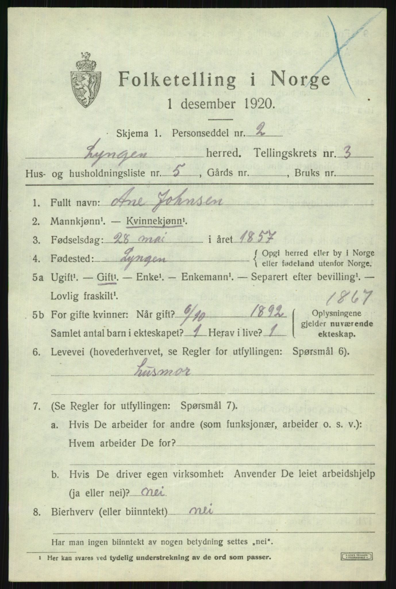 SATØ, Folketelling 1920 for 1938 Lyngen herred, 1920, s. 3531