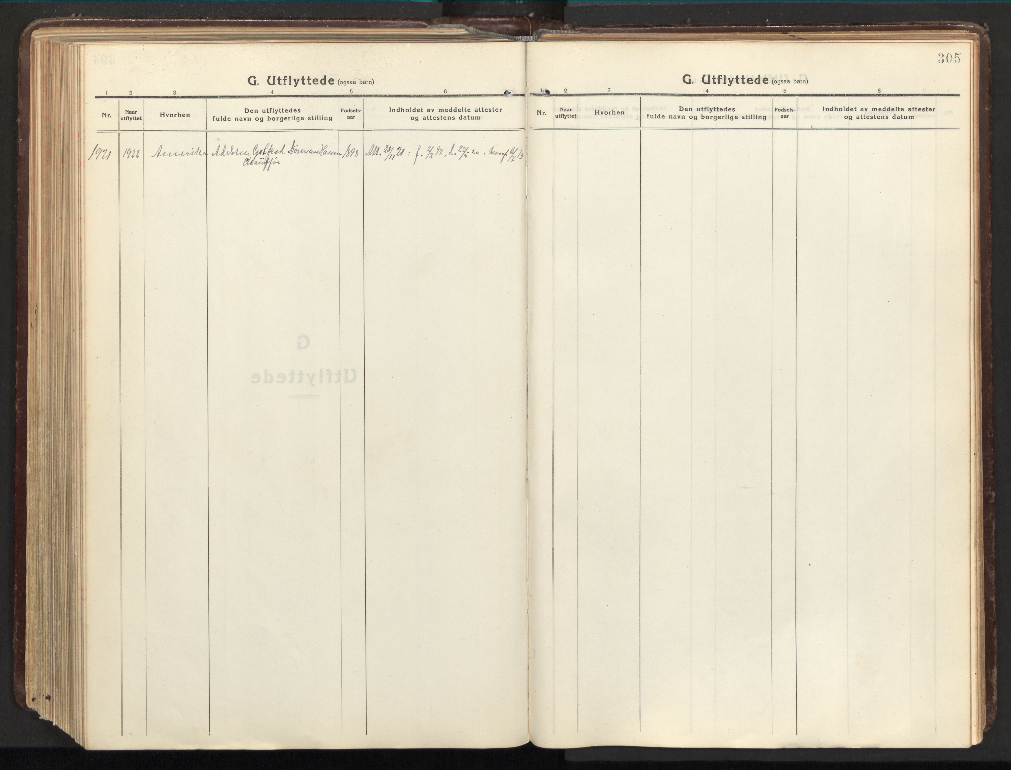 Ministerialprotokoller, klokkerbøker og fødselsregistre - Nordland, SAT/A-1459/803/L0073: Ministerialbok nr. 803A03, 1920-1955, s. 305