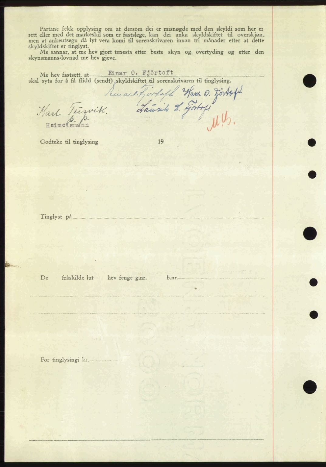 Nordre Sunnmøre sorenskriveri, AV/SAT-A-0006/1/2/2C/2Ca: Pantebok nr. A25, 1947-1947, Dagboknr: 1403/1947