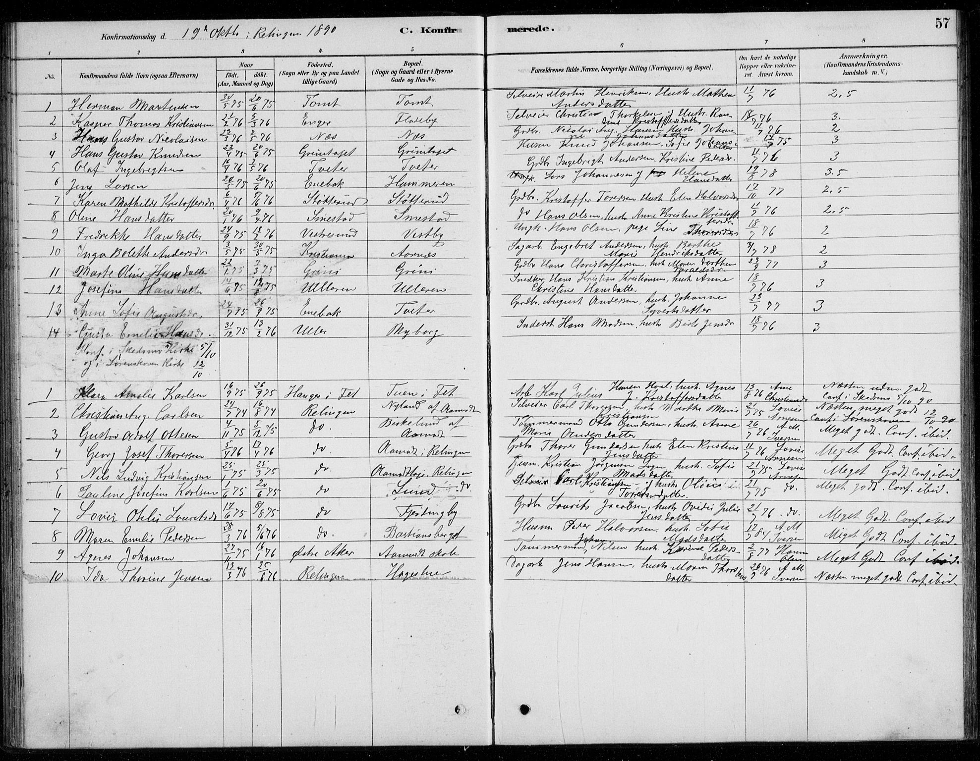 Fet prestekontor Kirkebøker, AV/SAO-A-10370a/G/Gb/L0002: Klokkerbok nr. II 2, 1878-1911, s. 57