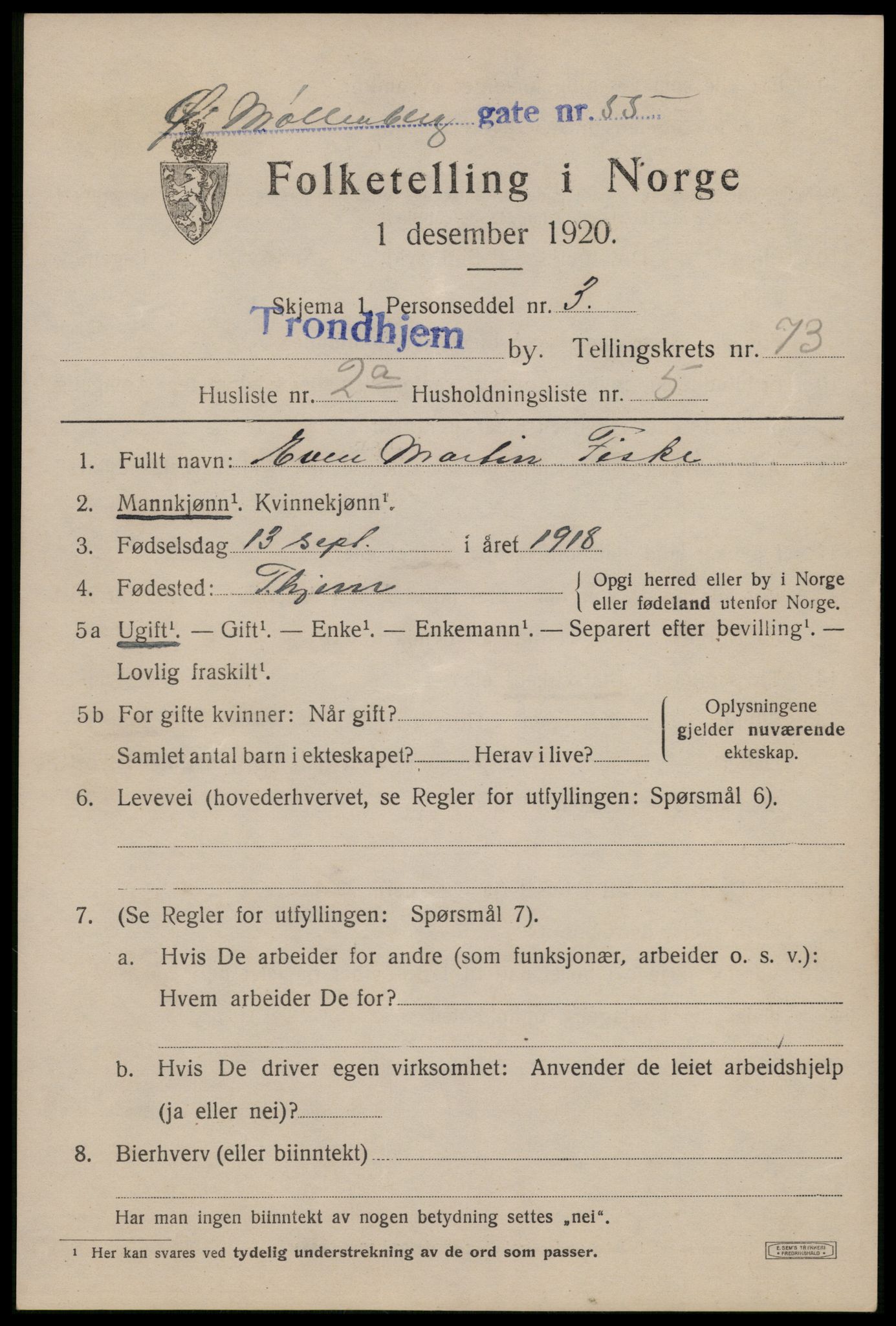 SAT, Folketelling 1920 for 1601 Trondheim kjøpstad, 1920, s. 142636