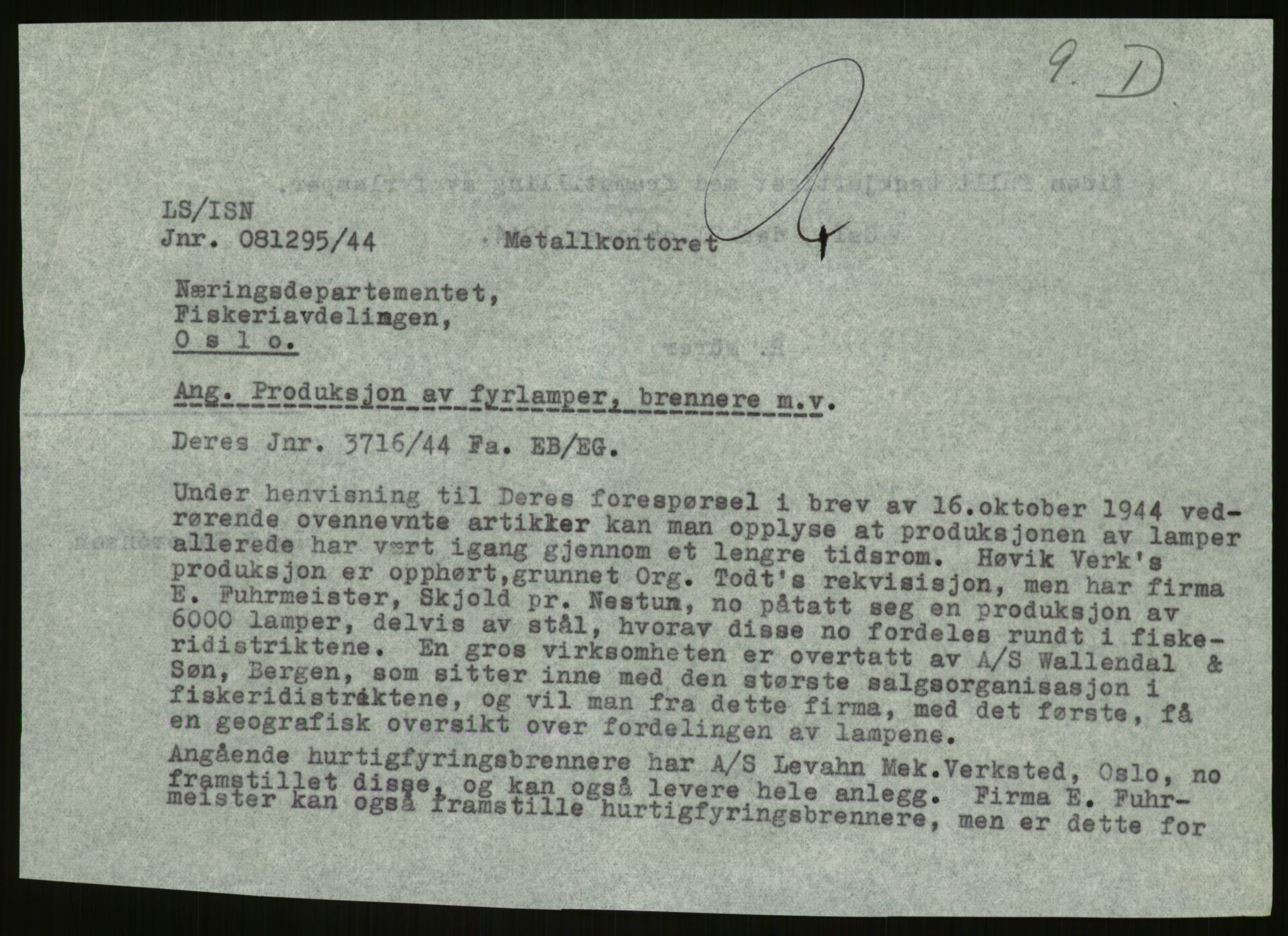 Direktoratet for industriforsyning, Sekretariatet, AV/RA-S-4153/D/Df/L0054: 9. Metallkontoret, 1940-1945, s. 369