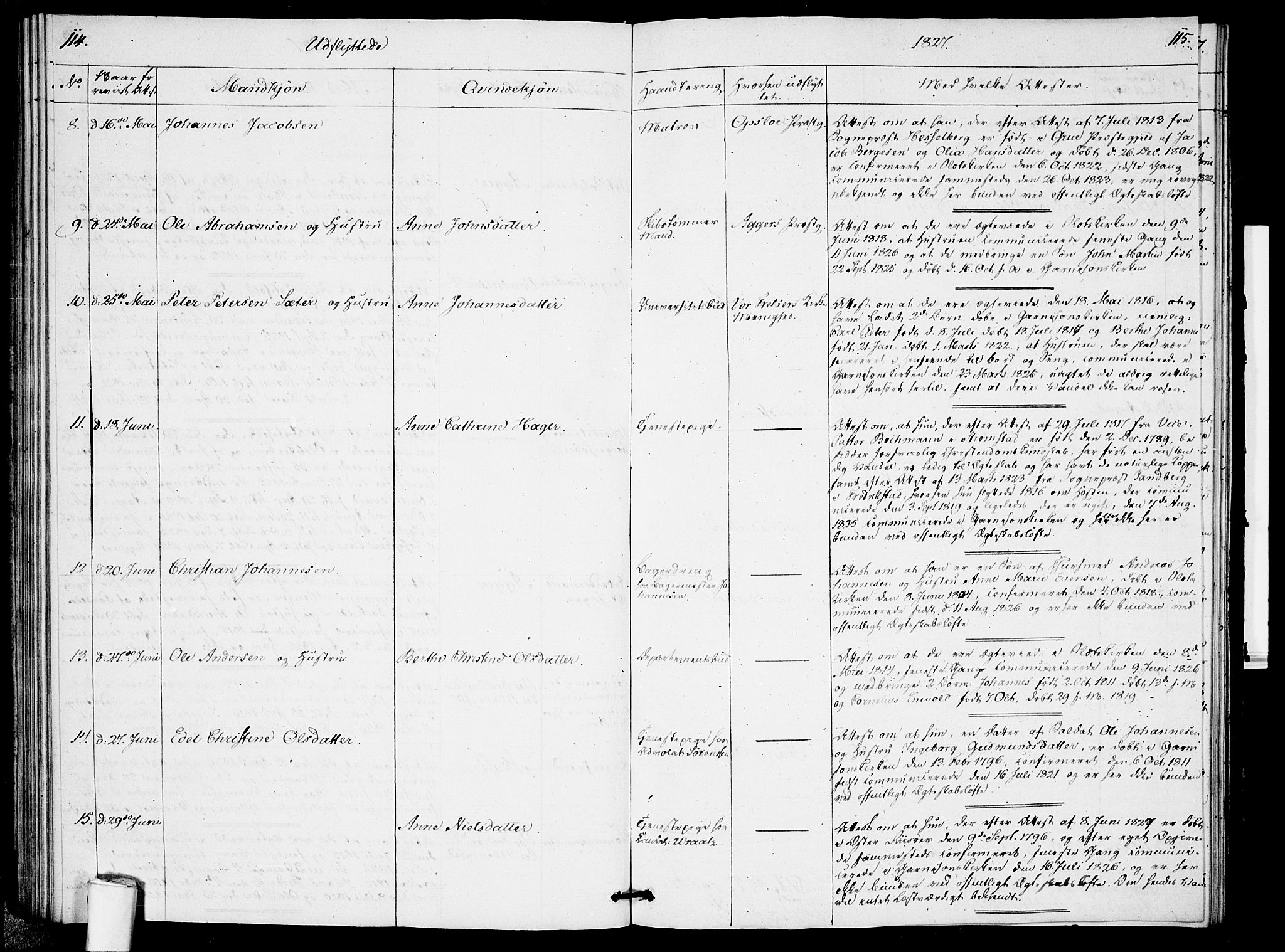 Garnisonsmenigheten Kirkebøker, SAO/A-10846/F/Fa/L0005: Ministerialbok nr. 5, 1824-1830, s. 114-115