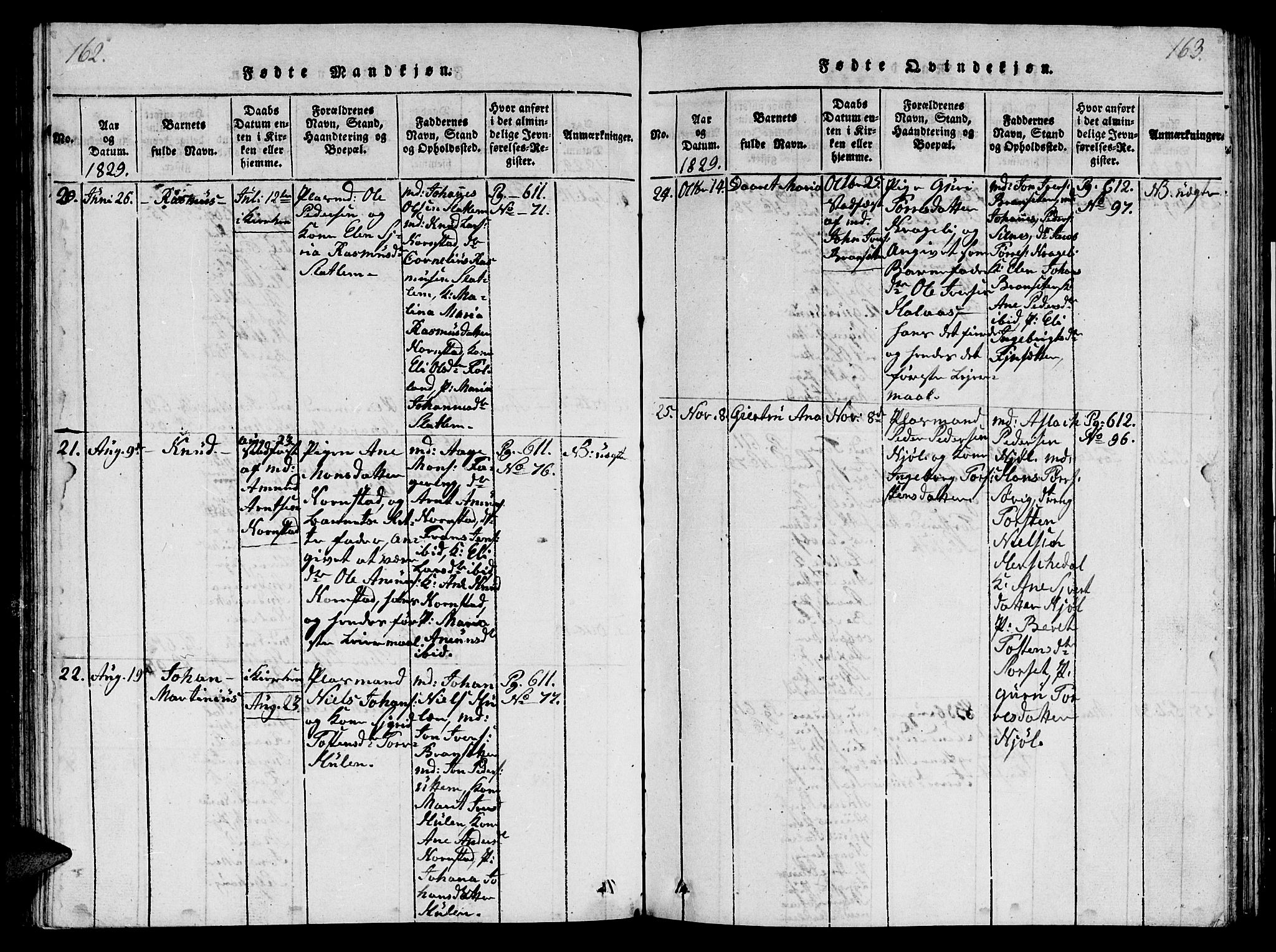 Ministerialprotokoller, klokkerbøker og fødselsregistre - Møre og Romsdal, AV/SAT-A-1454/570/L0831: Ministerialbok nr. 570A05, 1819-1829, s. 162-163