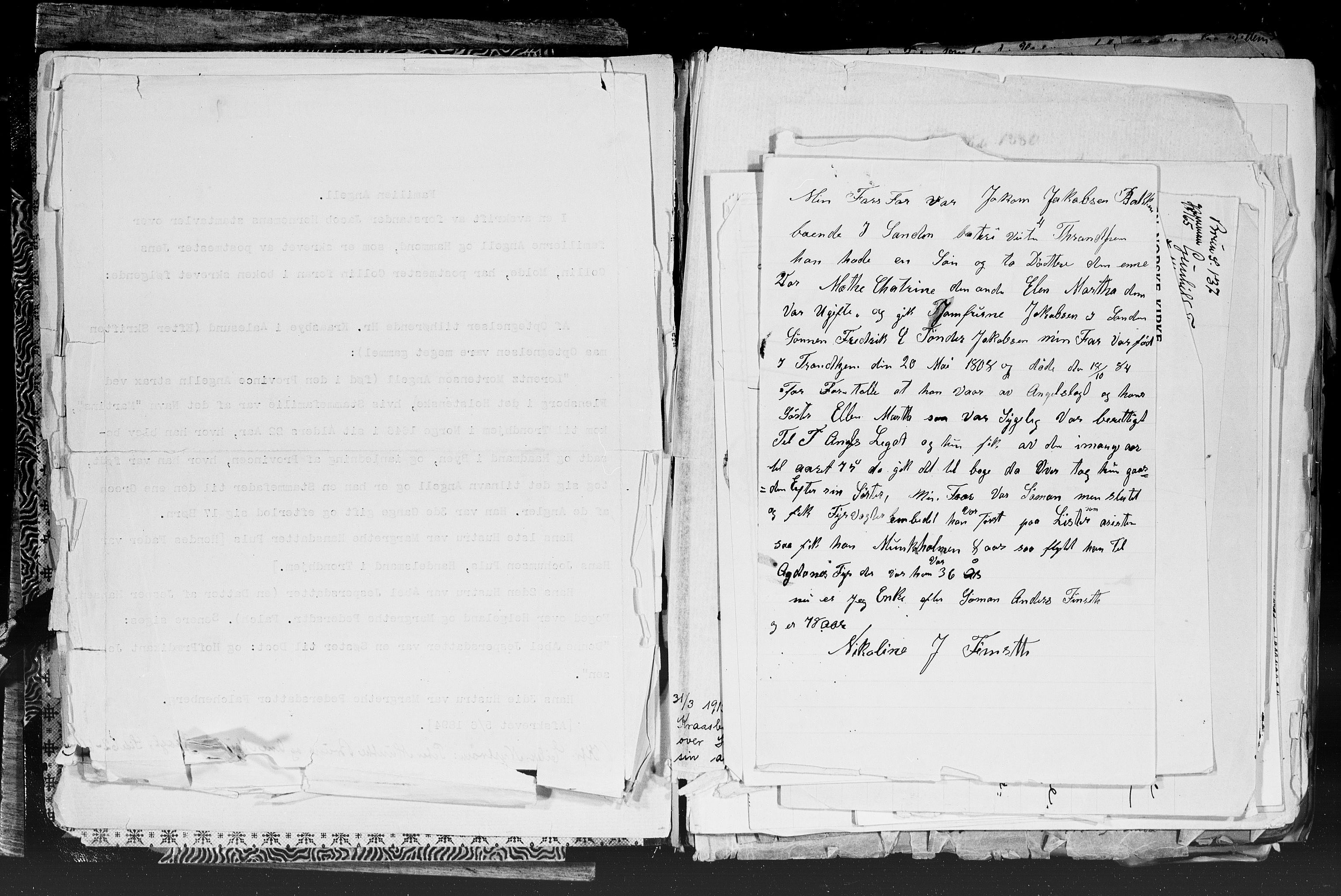 Hornemans samlinger, SAT/PA-X/A/L0013a: Angell  - Hammond, 1600-1886