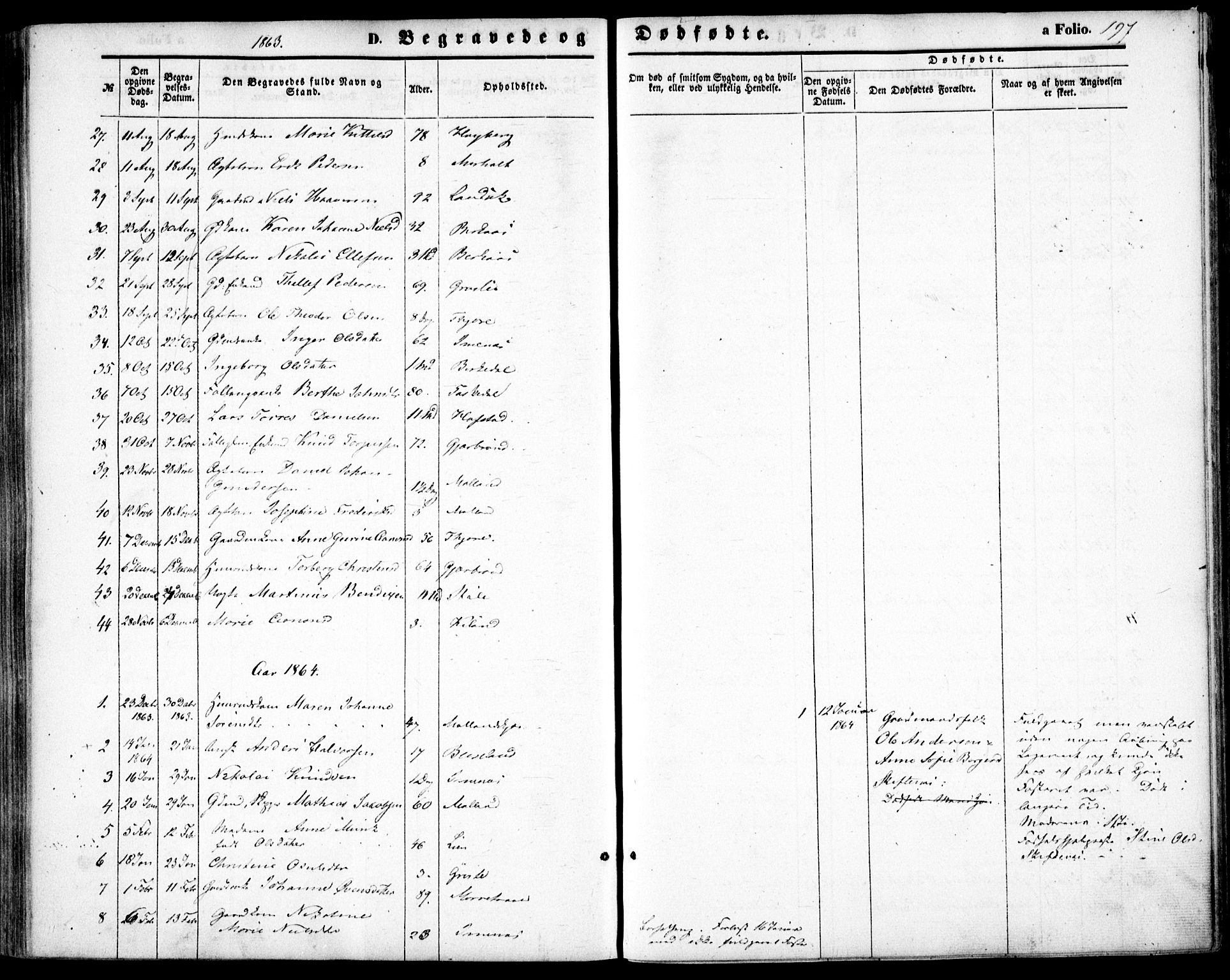 Hommedal sokneprestkontor, SAK/1111-0023/F/Fa/Fab/L0005: Ministerialbok nr. A 5, 1861-1877, s. 197