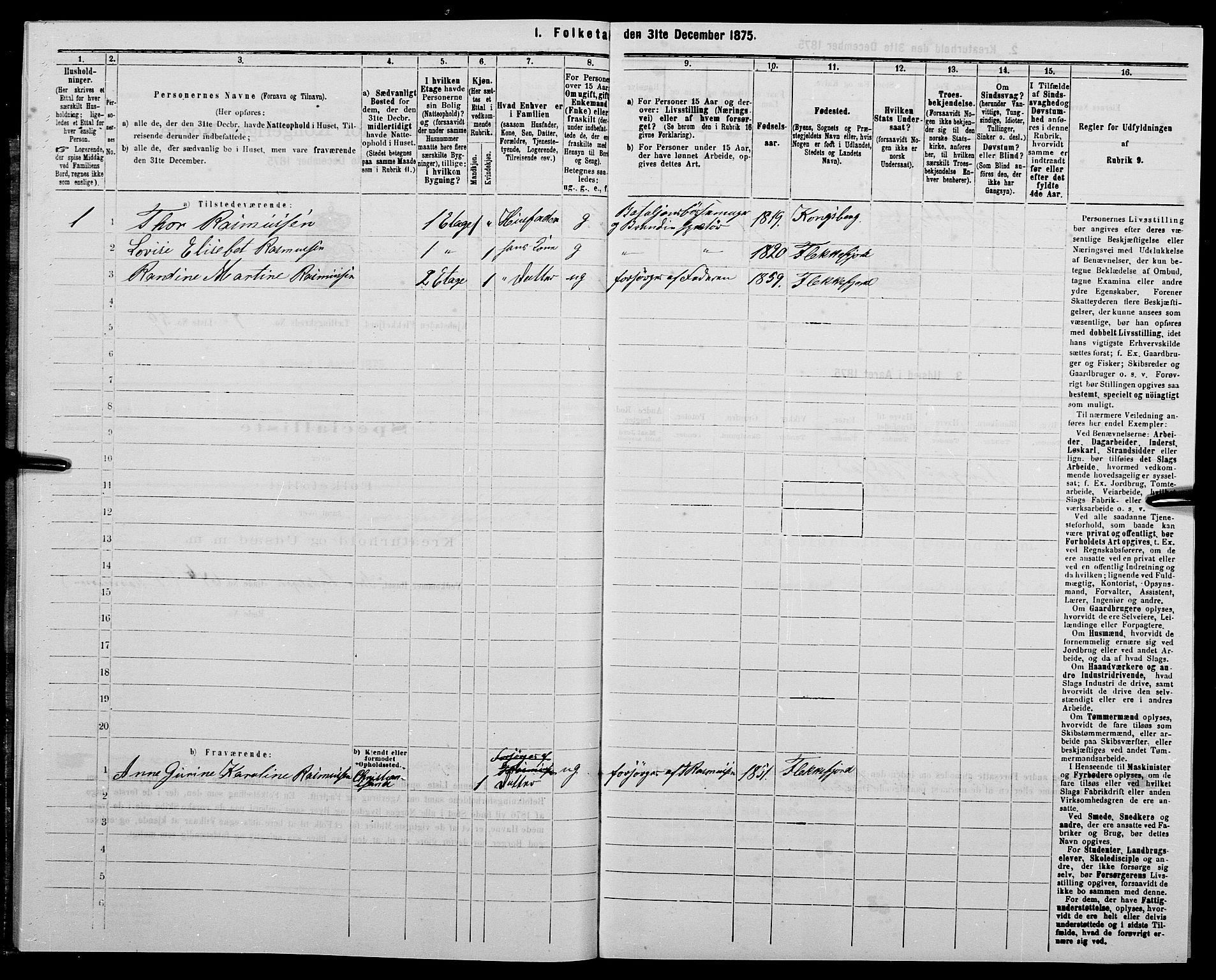 SAK, Folketelling 1875 for 1004B Flekkefjord prestegjeld, Flekkefjord kjøpstad, 1875, s. 24