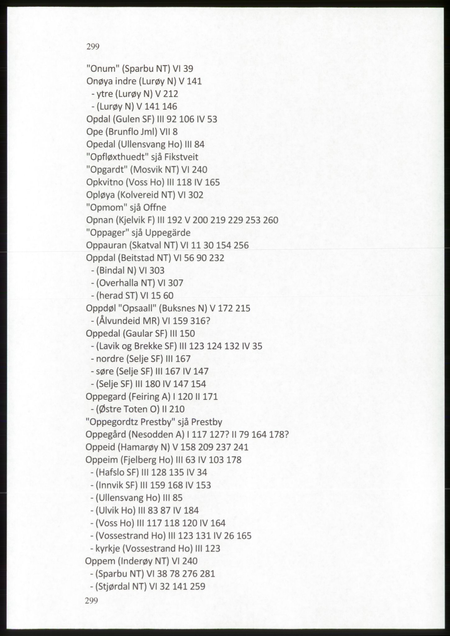 Publikasjoner utgitt av Arkivverket, PUBL/PUBL-001/C/0009: Stedsnavnregister, 1548-1567, s. 299