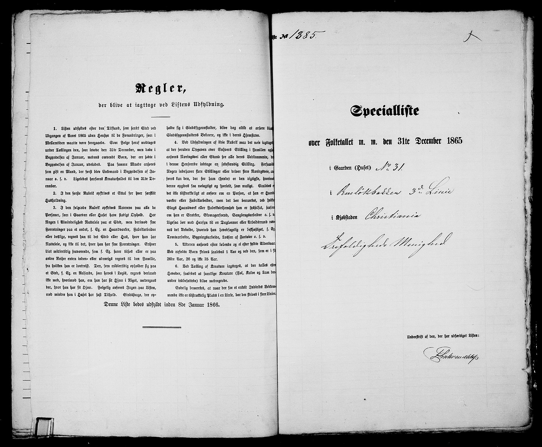 RA, Folketelling 1865 for 0301 Kristiania kjøpstad, 1865, s. 3130