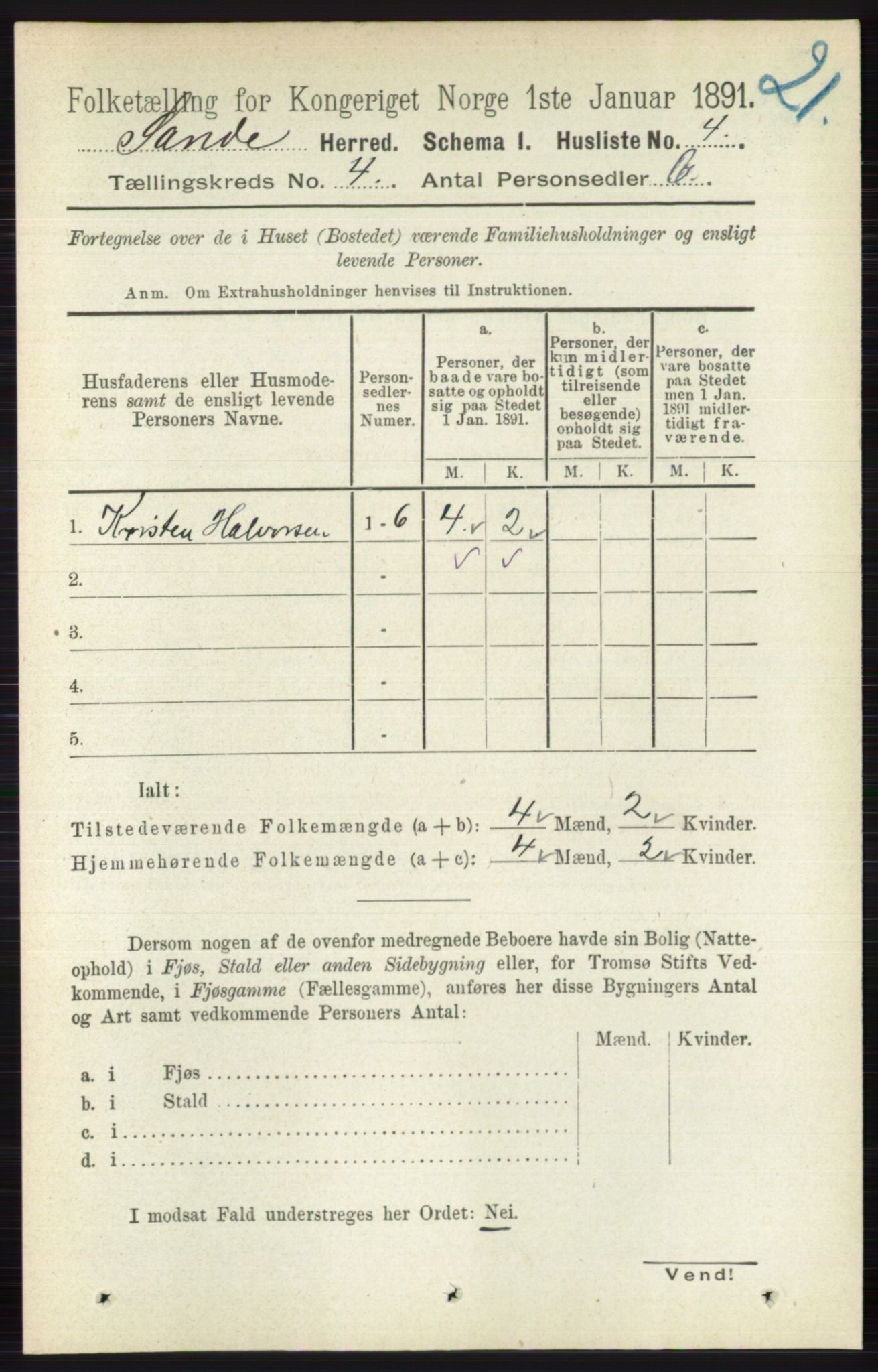 RA, Folketelling 1891 for 0713 Sande herred, 1891, s. 1387