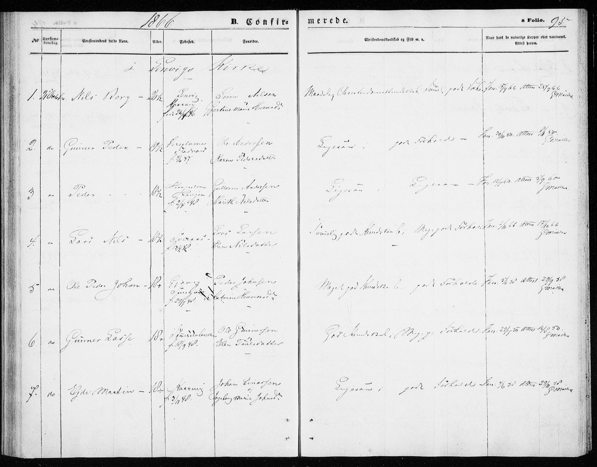 Lenvik sokneprestembete, AV/SATØ-S-1310/H/Ha/Haa/L0009kirke: Ministerialbok nr. 9, 1866-1873, s. 95
