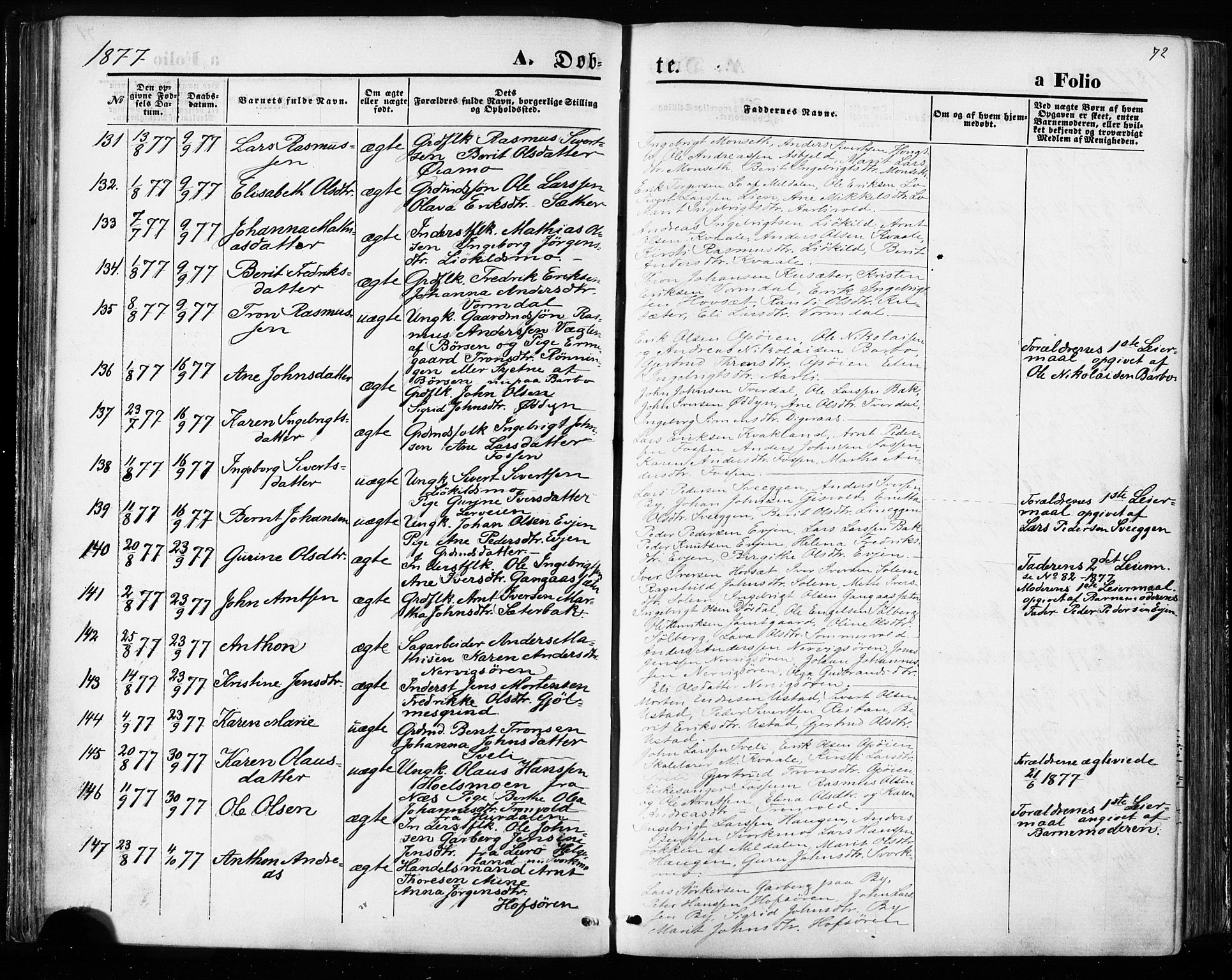 Ministerialprotokoller, klokkerbøker og fødselsregistre - Sør-Trøndelag, SAT/A-1456/668/L0807: Ministerialbok nr. 668A07, 1870-1880, s. 72