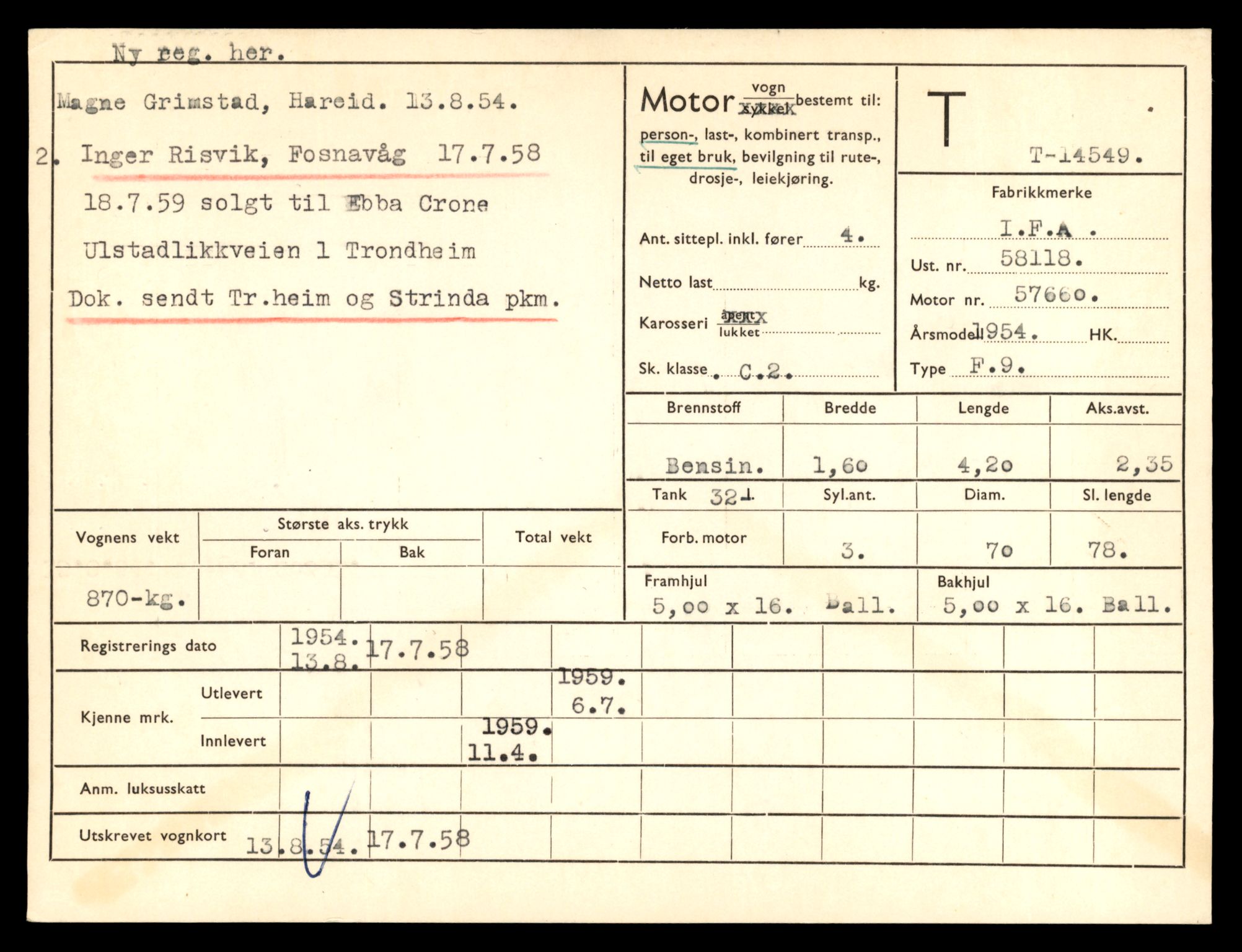 Møre og Romsdal vegkontor - Ålesund trafikkstasjon, SAT/A-4099/F/Fe/L0046: Registreringskort for kjøretøy T 14445 - T 14579, 1927-1998