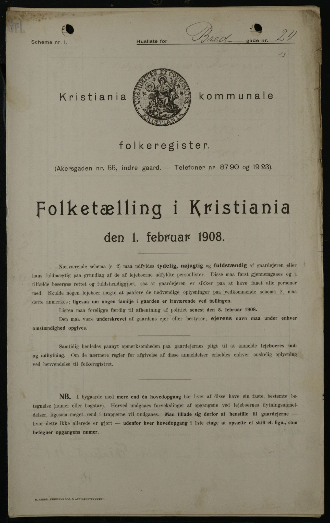 OBA, Kommunal folketelling 1.2.1908 for Kristiania kjøpstad, 1908, s. 8159