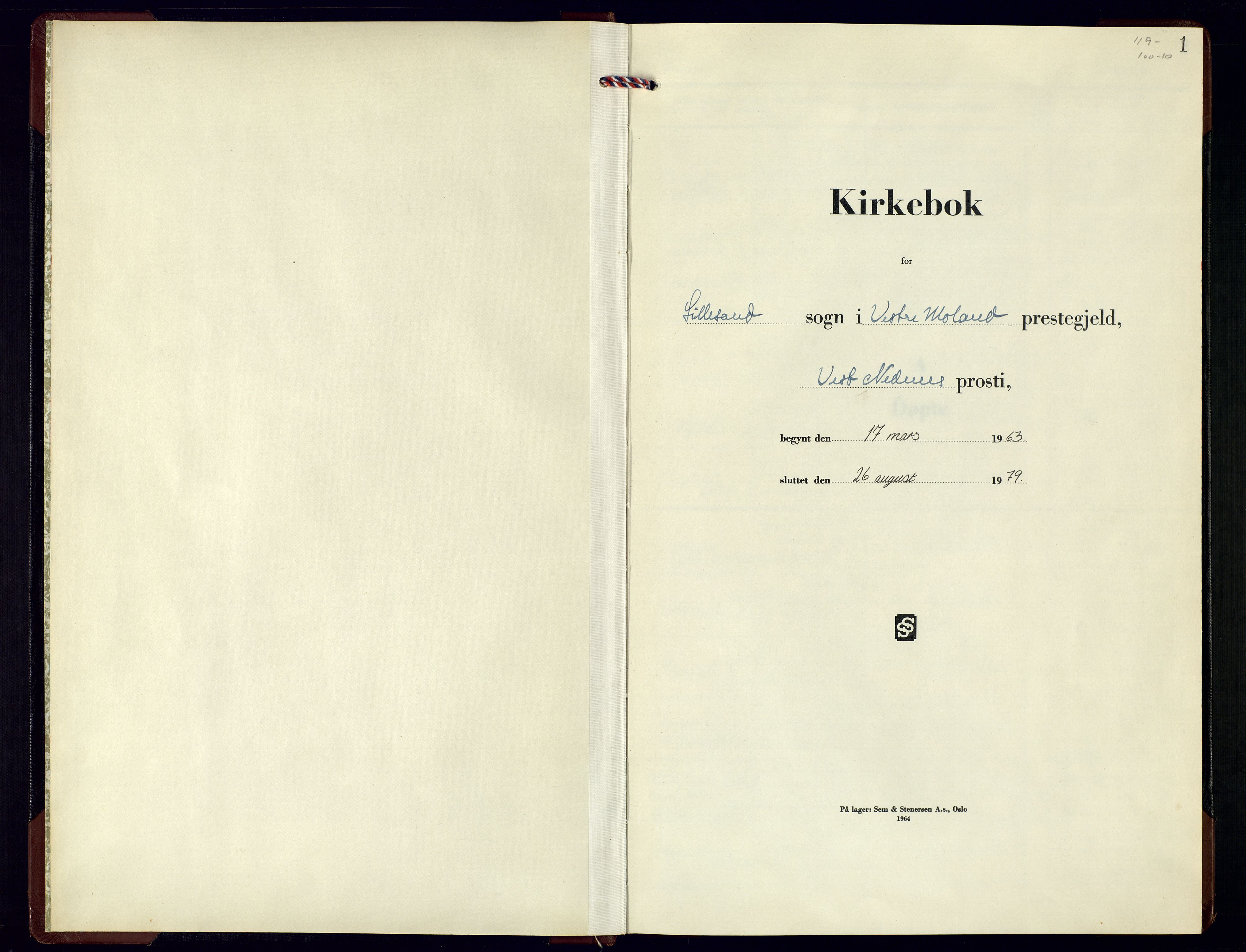 Vestre Moland sokneprestkontor, SAK/1111-0046/F/Fb/Fba/L0004: Klokkerbok nr. B-4, 1963-1979, s. 1