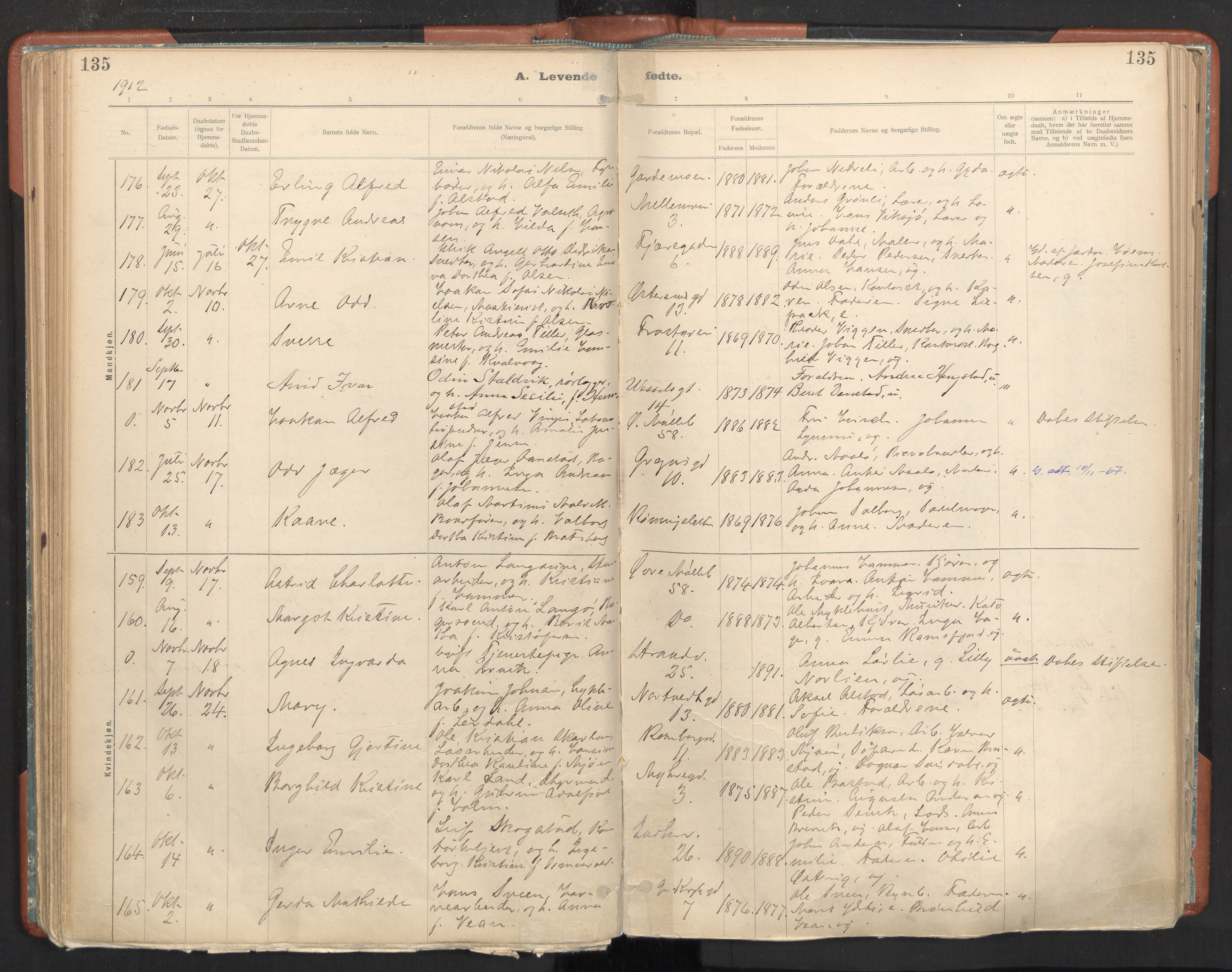 Ministerialprotokoller, klokkerbøker og fødselsregistre - Sør-Trøndelag, AV/SAT-A-1456/605/L0243: Ministerialbok nr. 605A05, 1908-1923, s. 135