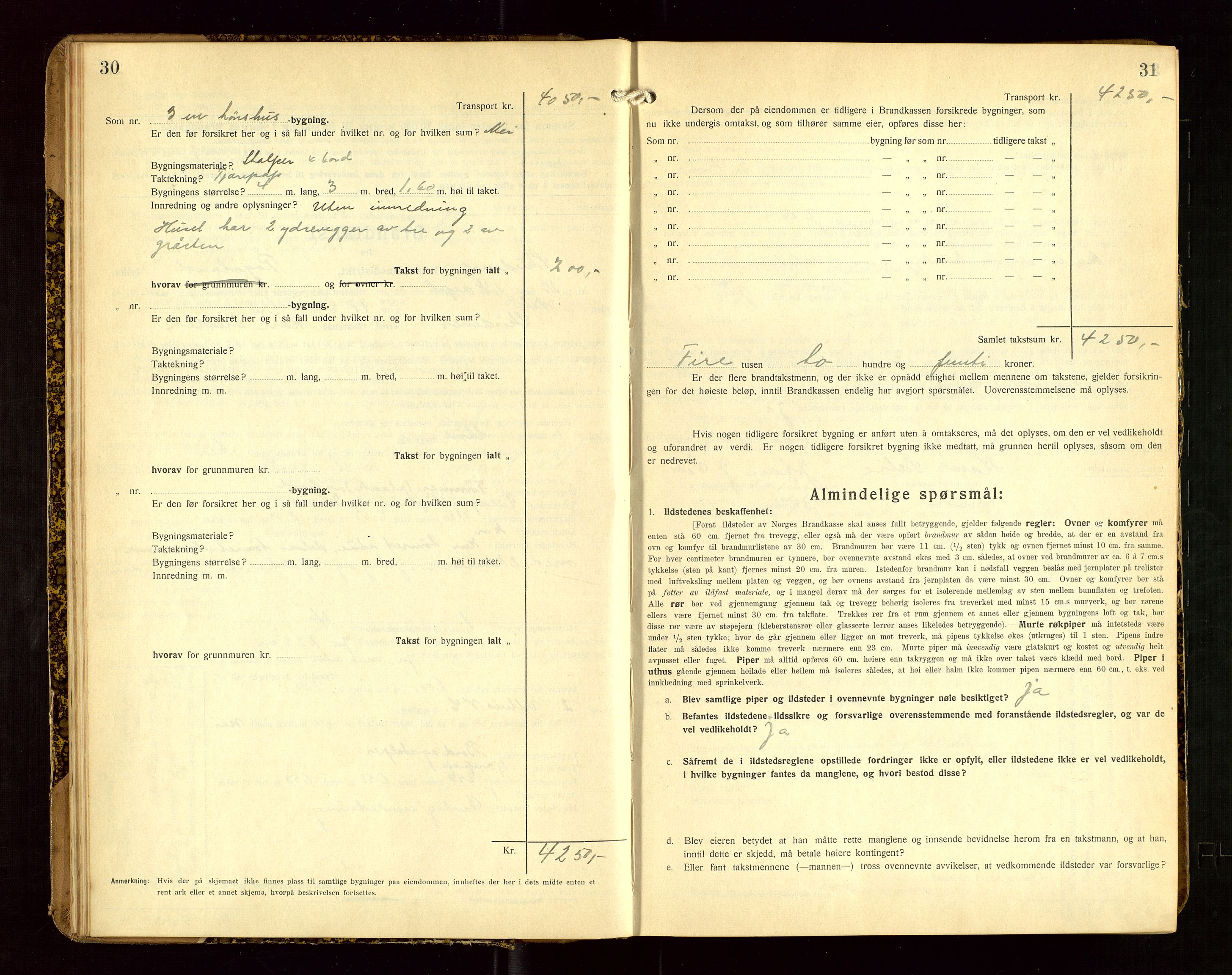 Skudenes lensmannskontor, SAST/A-100444/Gob/L0002: "Brandtakstprotokoll", 1925-1952, s. 30-31