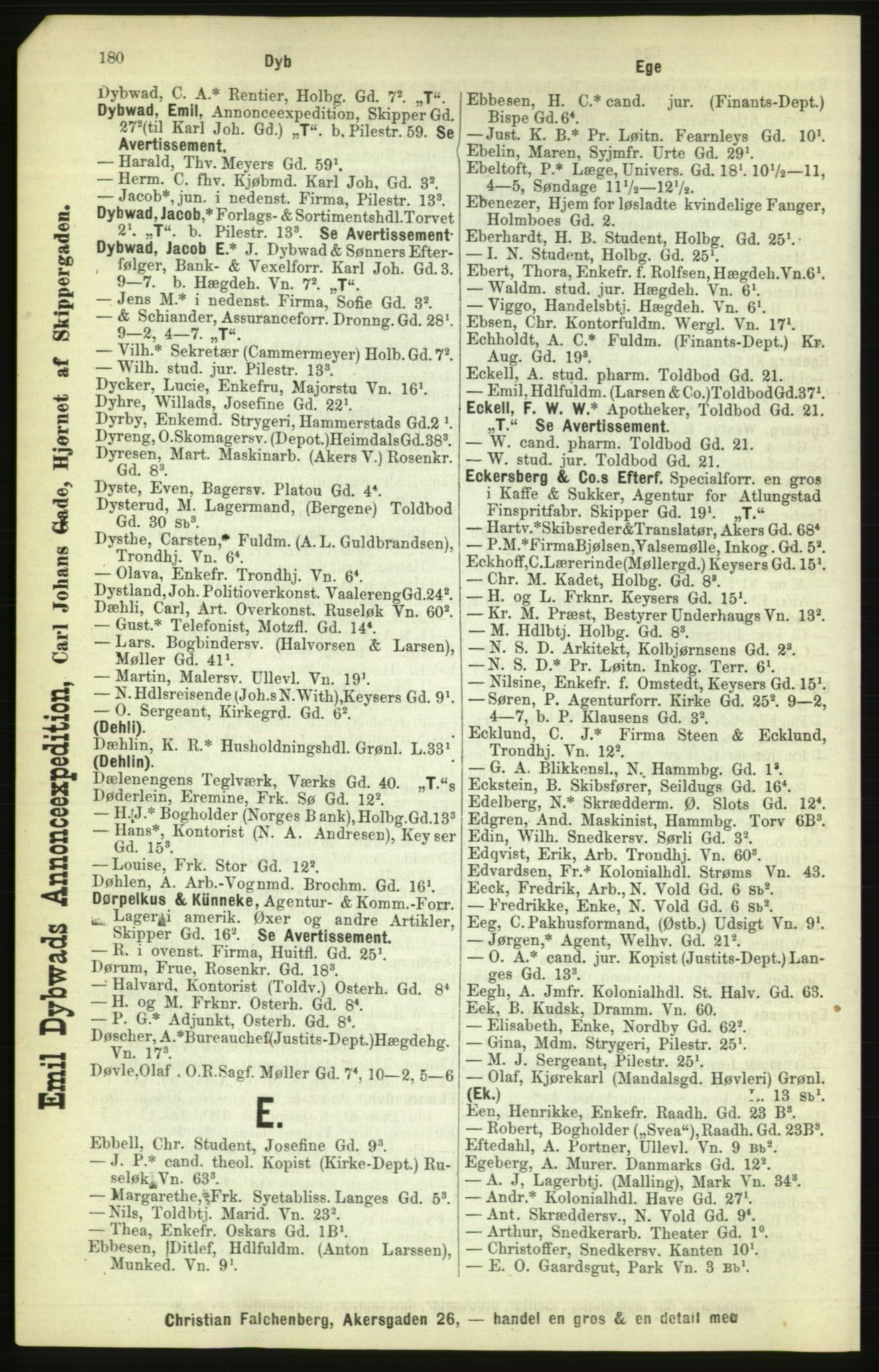 Kristiania/Oslo adressebok, PUBL/-, 1886, s. 180