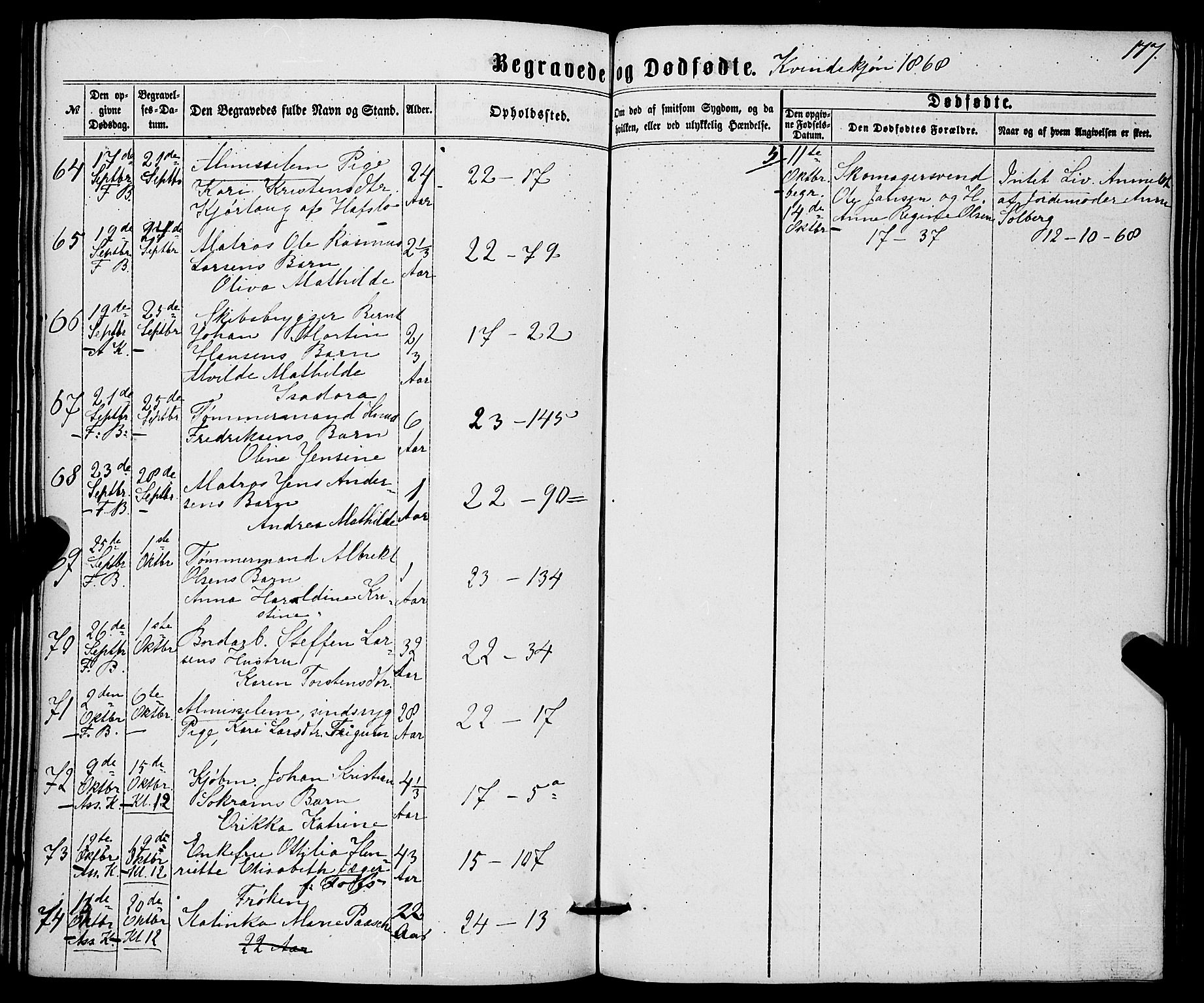 Korskirken sokneprestembete, SAB/A-76101/H/Haa/L0045: Ministerialbok nr. E 3, 1863-1875, s. 177