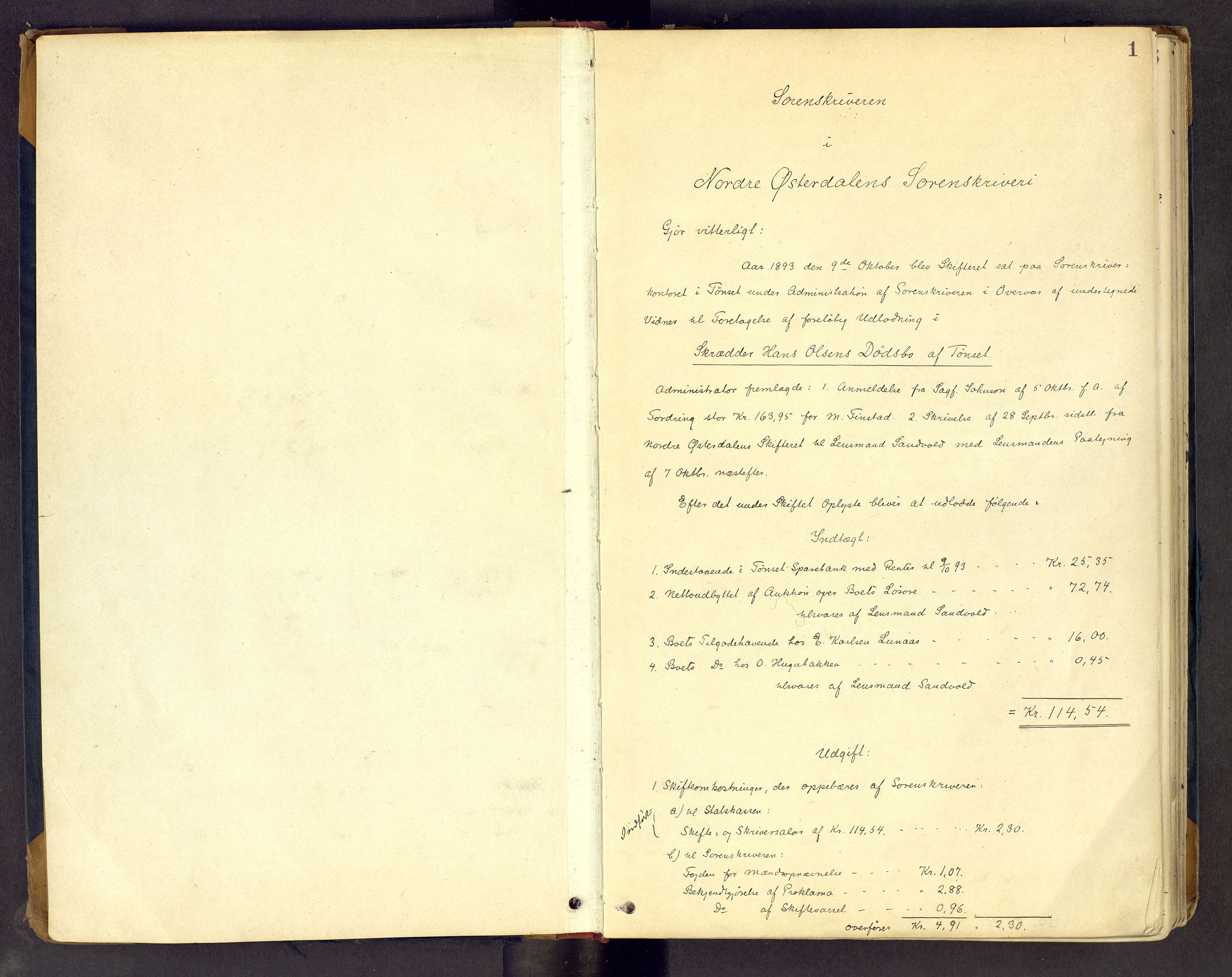 Nord-Østerdal tingrett, AV/SAH-TING-020/J/Jd/L0005: Skifteutlodningsprotokoll, 1893-1907, s. 1