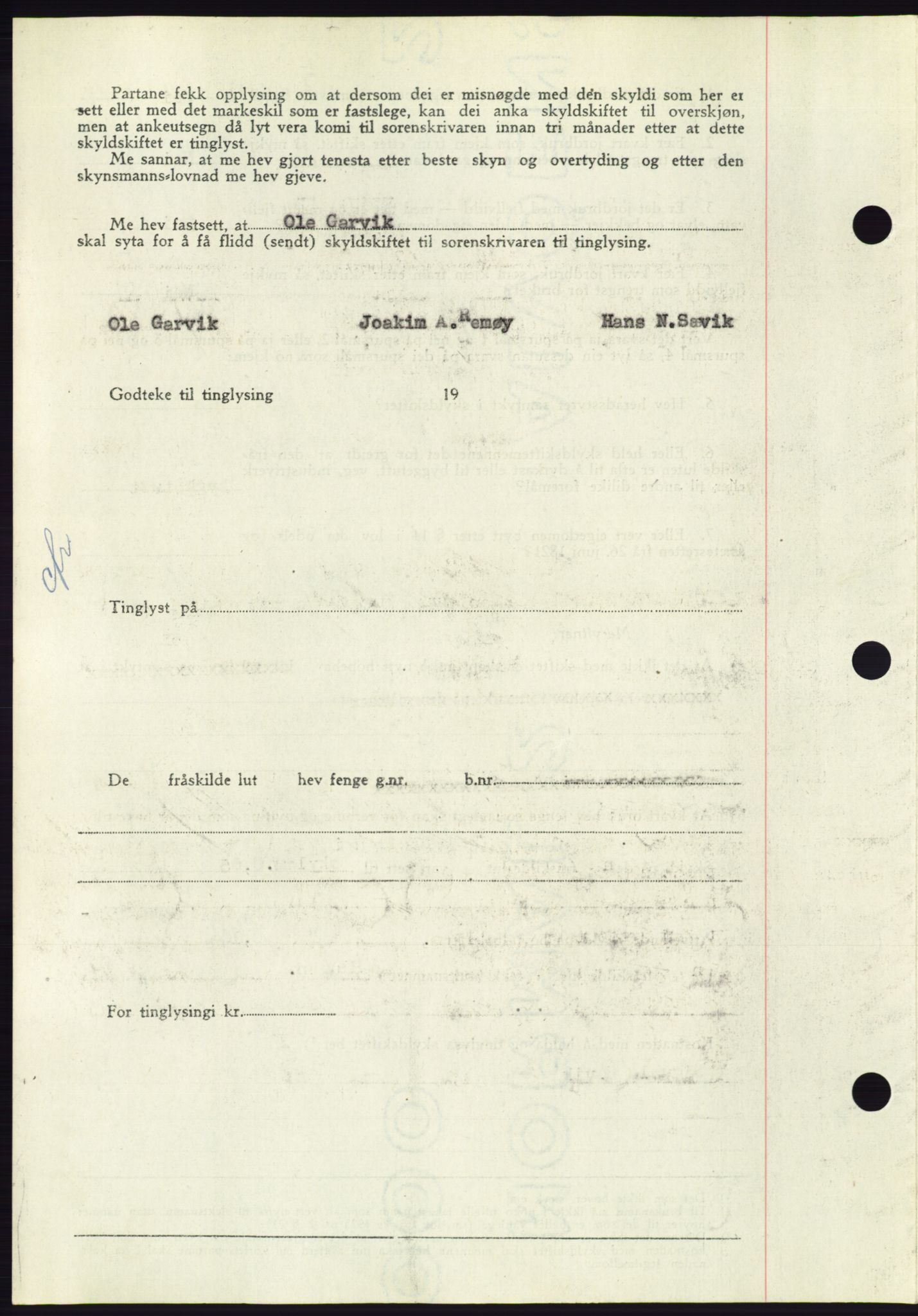 Søre Sunnmøre sorenskriveri, AV/SAT-A-4122/1/2/2C/L0084: Pantebok nr. 10A, 1949-1949, Dagboknr: 805/1949