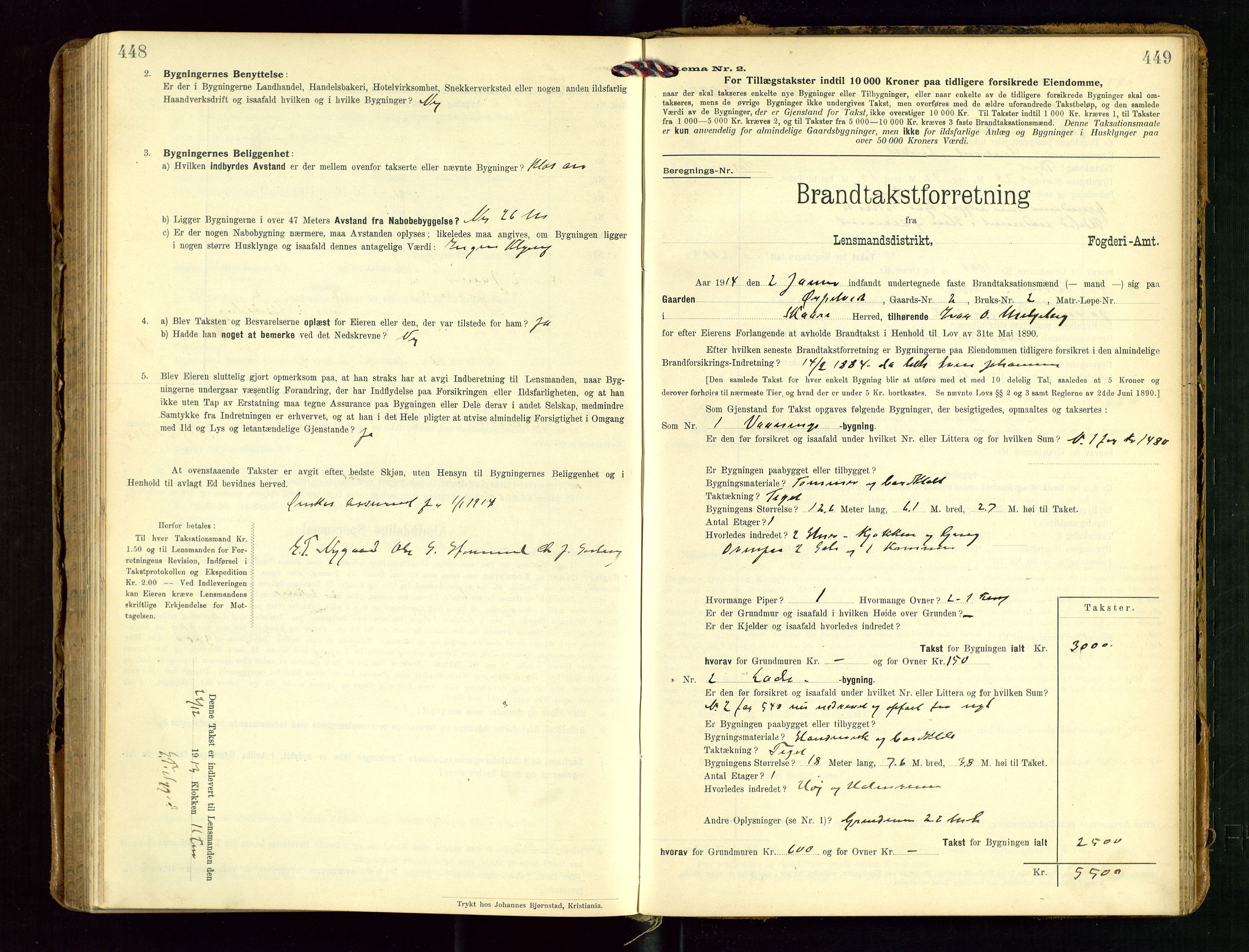 Torvestad lensmannskontor, AV/SAST-A-100307/1/Gob/L0004: "Brandtaxationsprotokol for Torvestad Lensmannsdistrikt", 1909-1923, s. 448-449