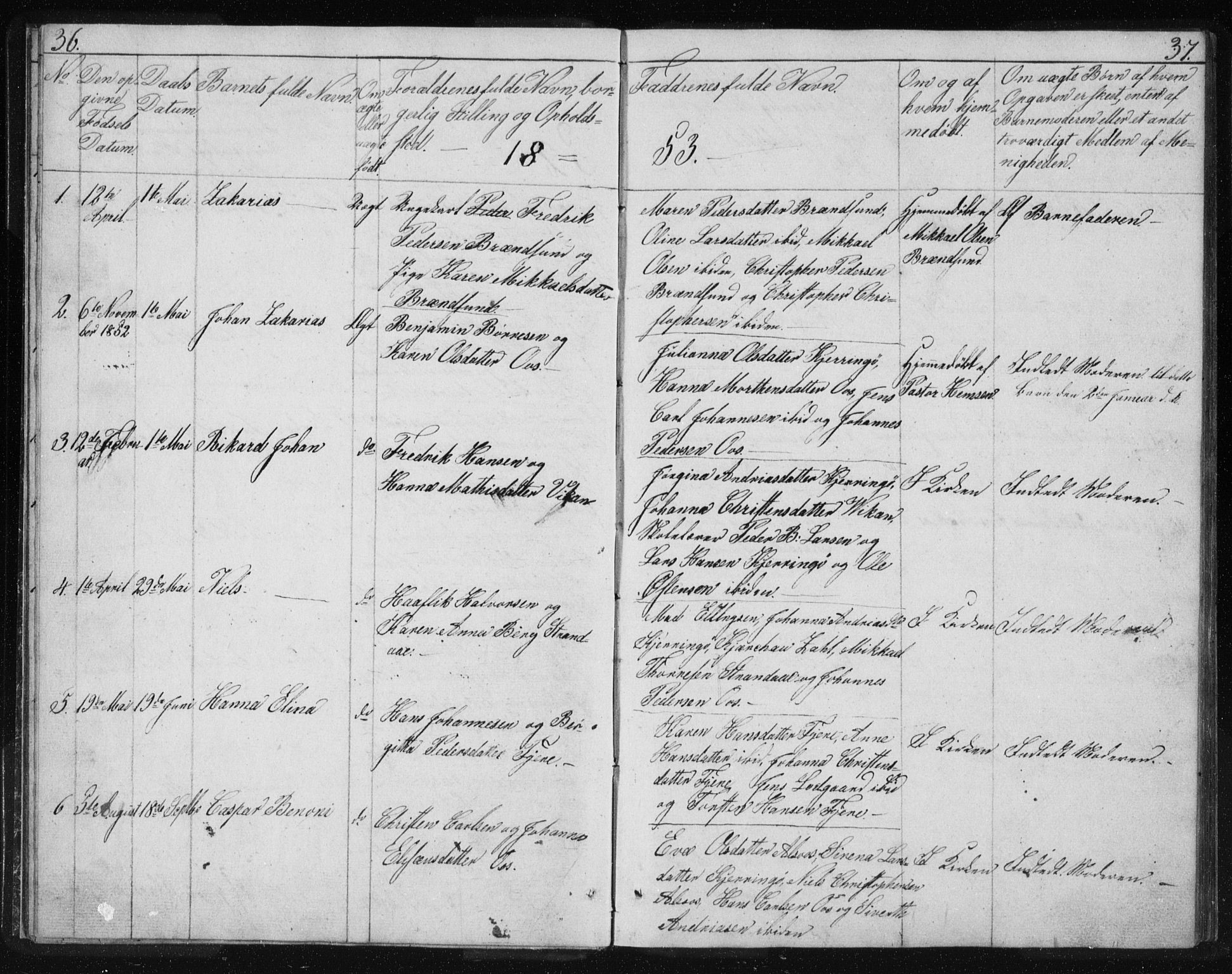 Ministerialprotokoller, klokkerbøker og fødselsregistre - Nordland, AV/SAT-A-1459/803/L0074: Klokkerbok nr. 803C01, 1845-1866, s. 36-37