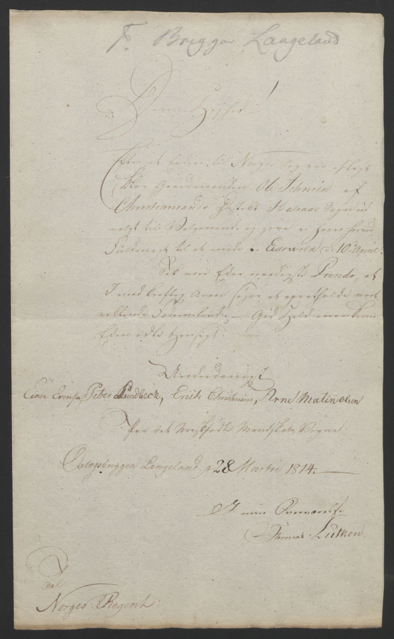 Statsrådssekretariatet, AV/RA-S-1001/D/Db/L0007: Fullmakter for Eidsvollsrepresentantene i 1814. , 1814, s. 134