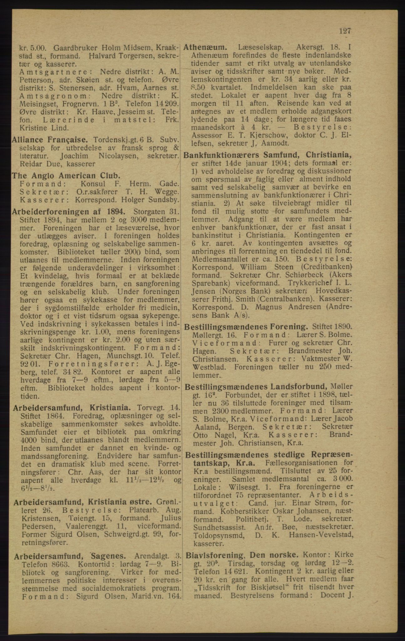 Kristiania/Oslo adressebok, PUBL/-, 1913, s. 129