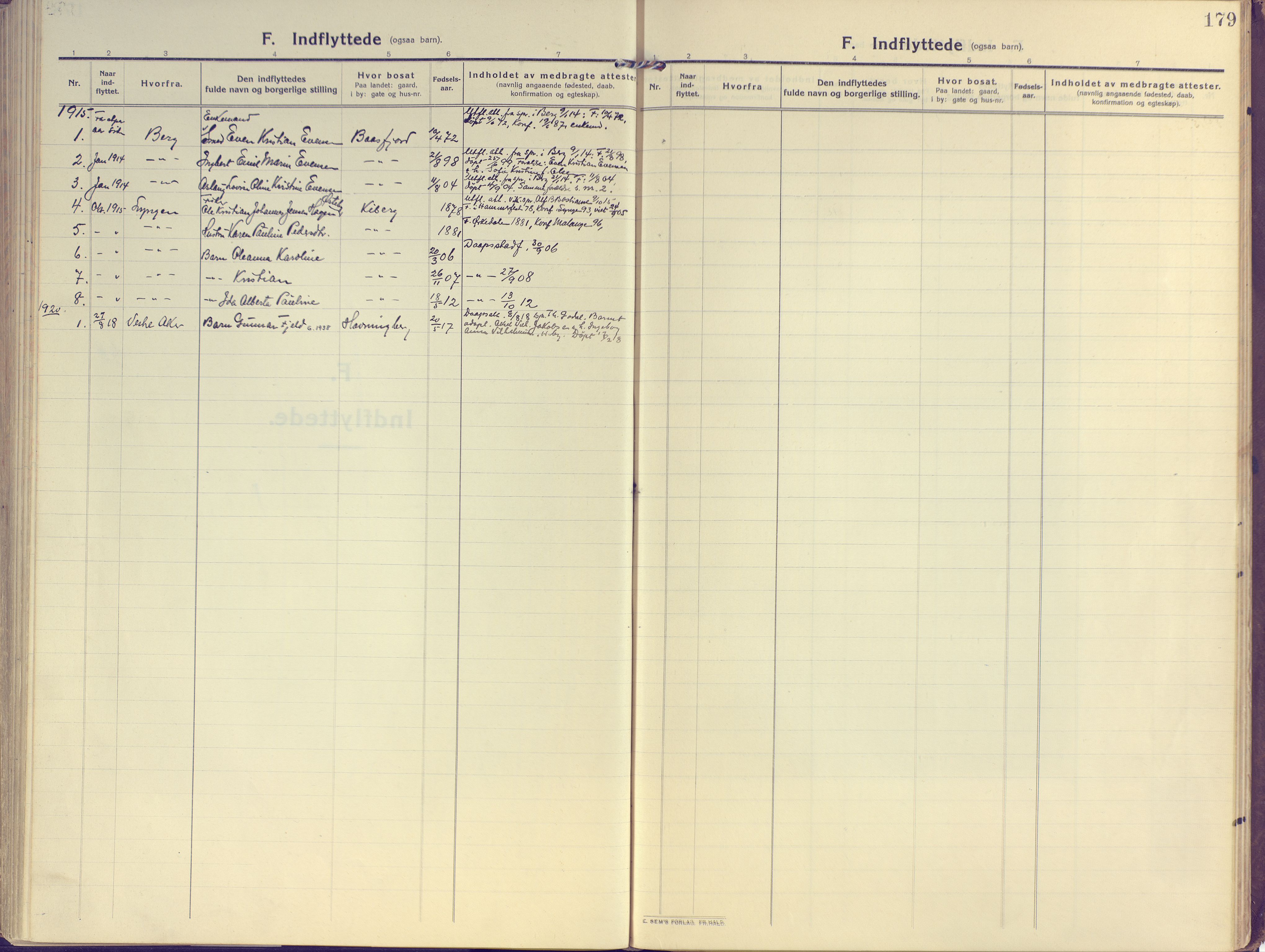 Vardø sokneprestkontor, AV/SATØ-S-1332/H/Ha/L0013kirke: Ministerialbok nr. 13, 1912-1928, s. 179