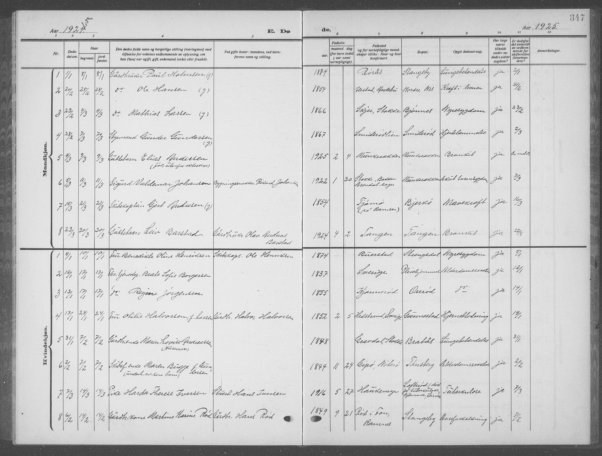Nøtterøy kirkebøker, AV/SAKO-A-354/G/Ga/L0006: Klokkerbok nr. I 6, 1925-1939, s. 347