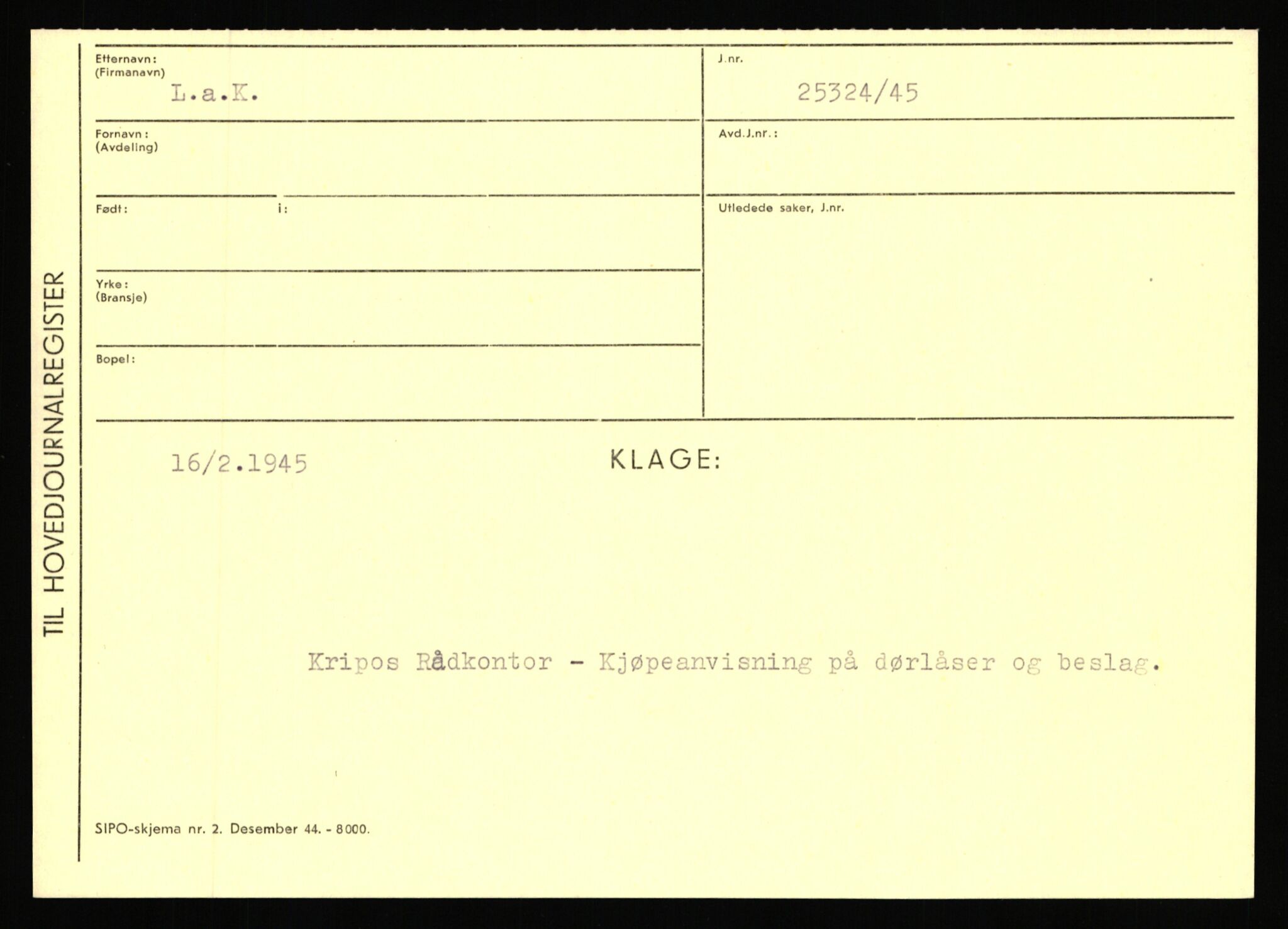 Statspolitiet - Hovedkontoret / Osloavdelingen, AV/RA-S-1329/C/Ca/L0009: Knutsen - Limstrand, 1943-1945, s. 4175