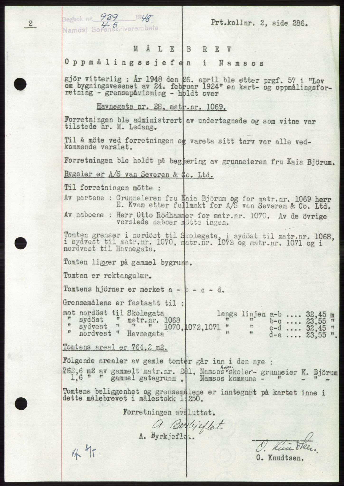 Namdal sorenskriveri, SAT/A-4133/1/2/2C: Pantebok nr. -, 1947-1948, Dagboknr: 939/1948