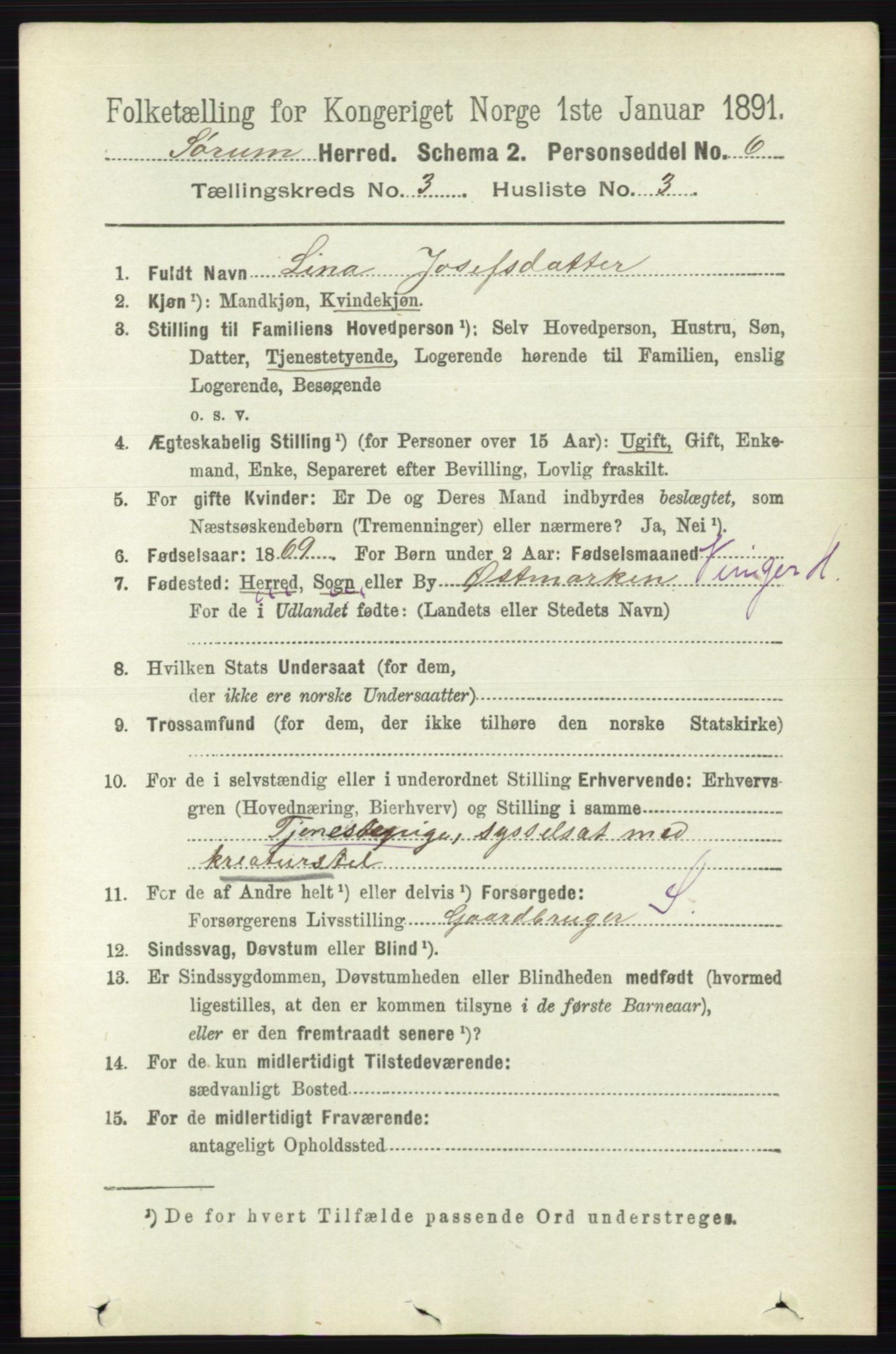 RA, Folketelling 1891 for 0226 Sørum herred, 1891, s. 1310