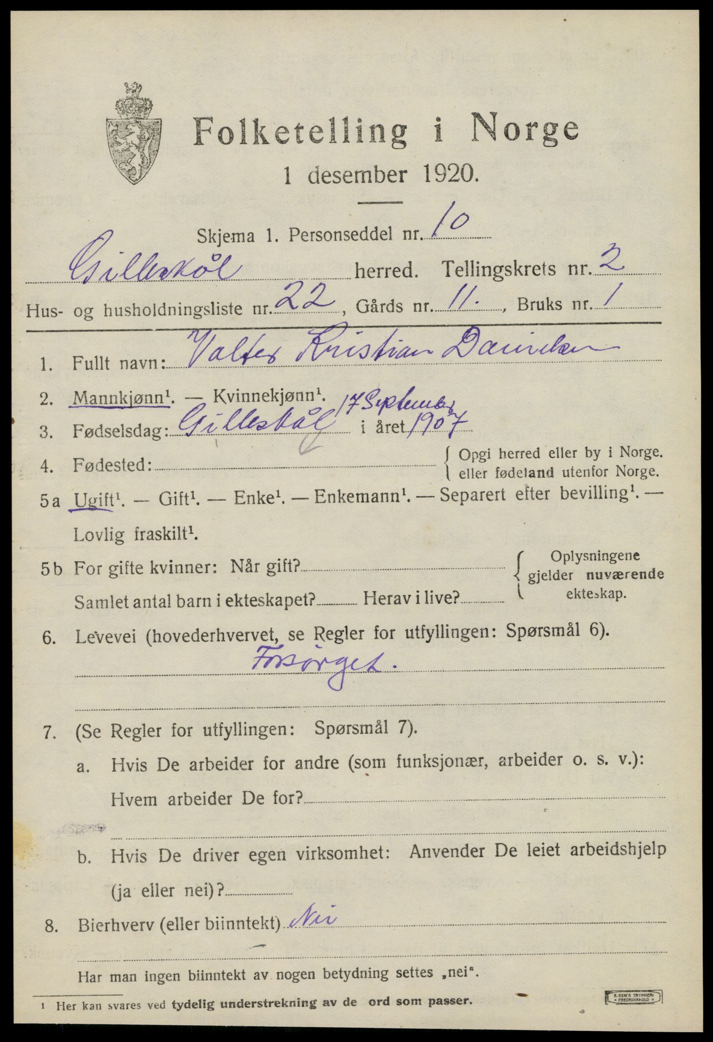 SAT, Folketelling 1920 for 1838 Gildeskål herred, 1920, s. 2688