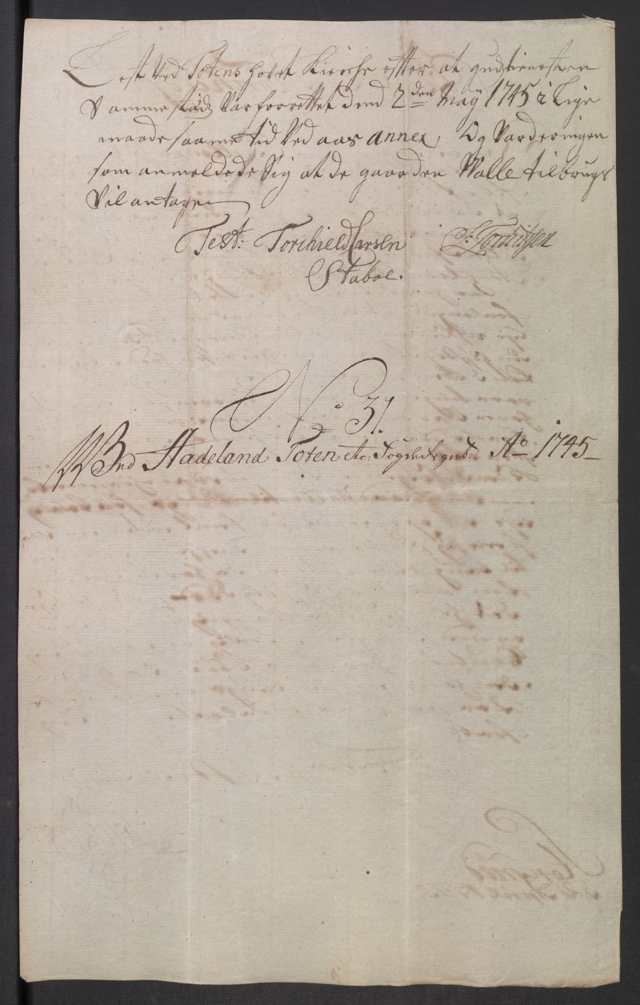 Rentekammeret inntil 1814, Reviderte regnskaper, Fogderegnskap, AV/RA-EA-4092/R18/L1345: Fogderegnskap Hadeland, Toten og Valdres, 1745-1746, s. 145