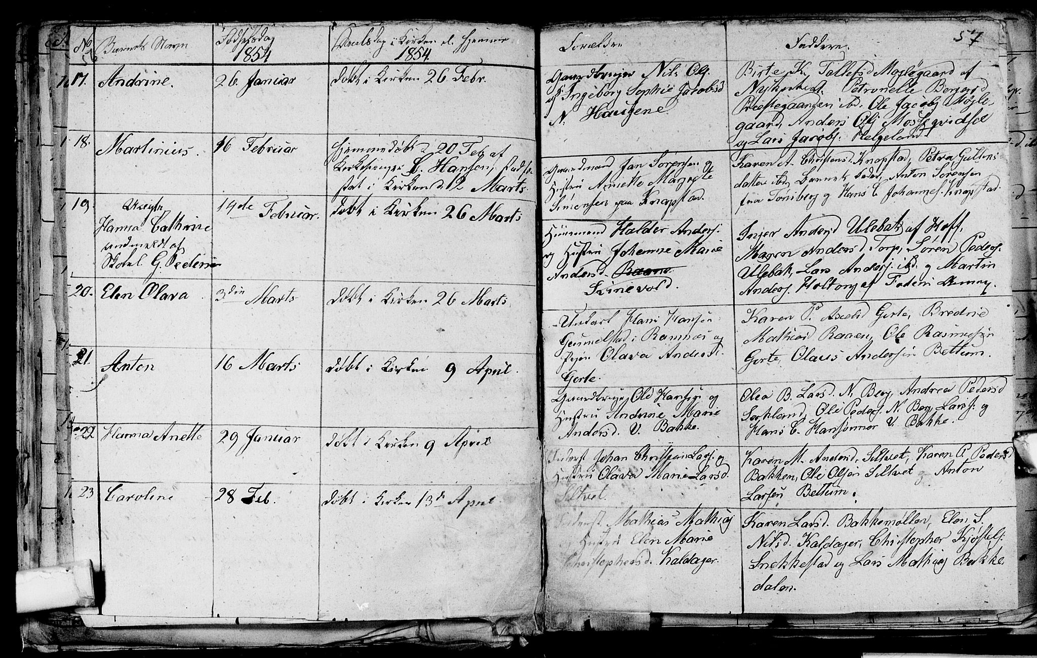 Våle kirkebøker, AV/SAKO-A-334/G/Ga/L0002: Klokkerbok nr. I 2, 1851-1863, s. 56-57